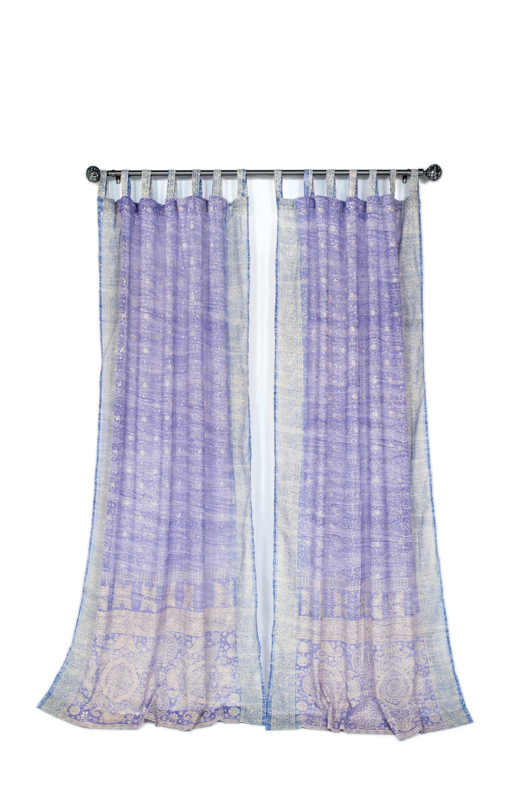 Bed Canopy Curtains - Boho Sari Canopy Panels - Sheer Four Poster Bed Drapes - Bedroom Curtains - A set of  Lavender / Periwinkle sheers