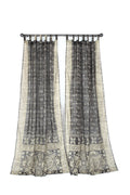 Sari Curtains 84"/96"L Boho Curtains BoHoEARTH Collection Light-Filtering Black Sari backdrop Bed Canopy Window Treatment For Living/Bedroom