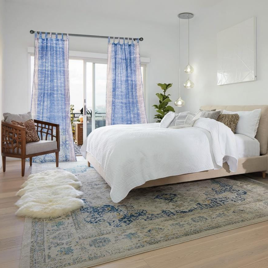 Boho Sari Curtains: Lavender & Periwinkle bedroom Drapes