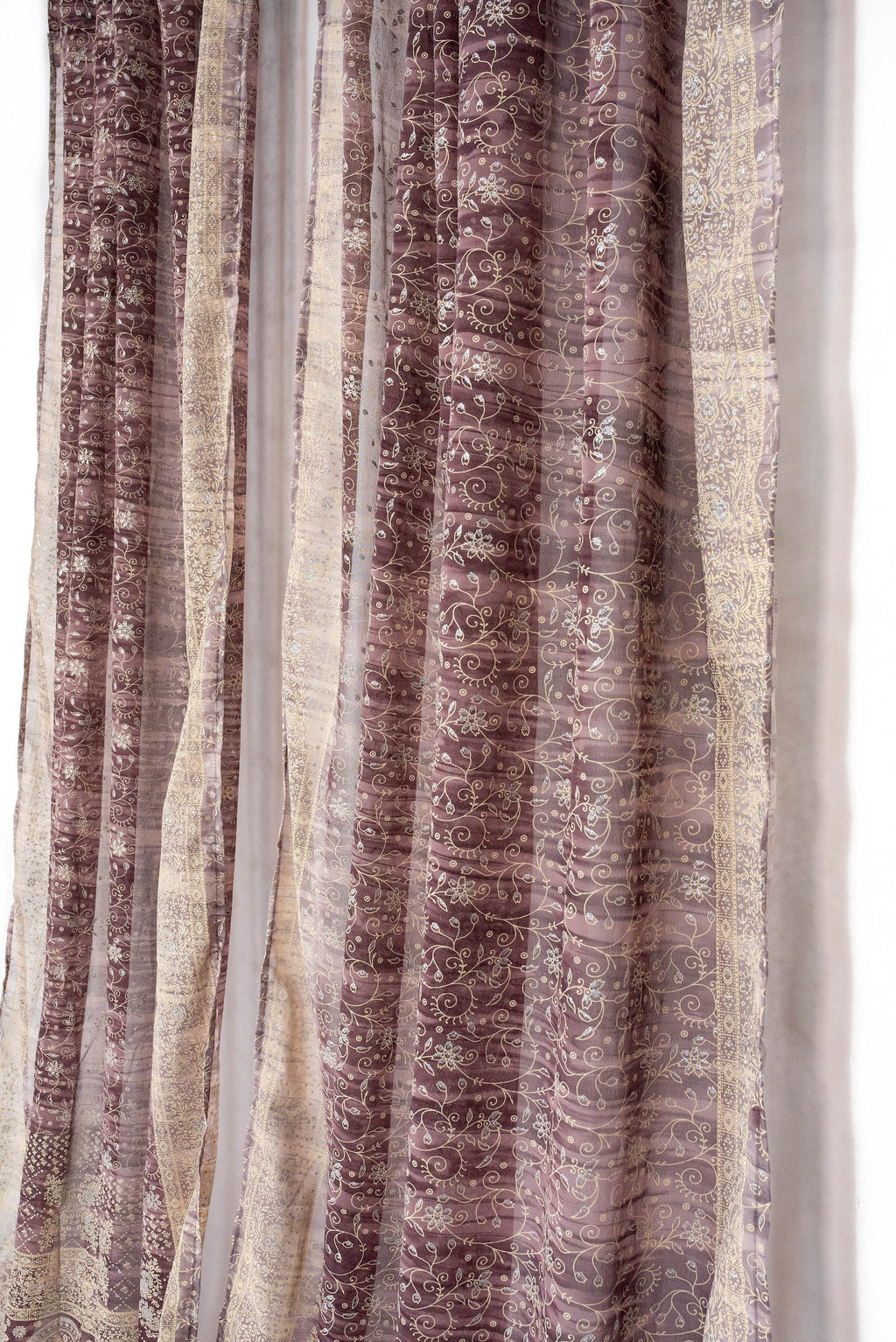 Sari Curtains 84"/96"L Plum Boho drapes DREAMBoHO Collection Light-Filtering backdrop Bed Canopy, Tapestry, Window Treatment Living/Bedroom