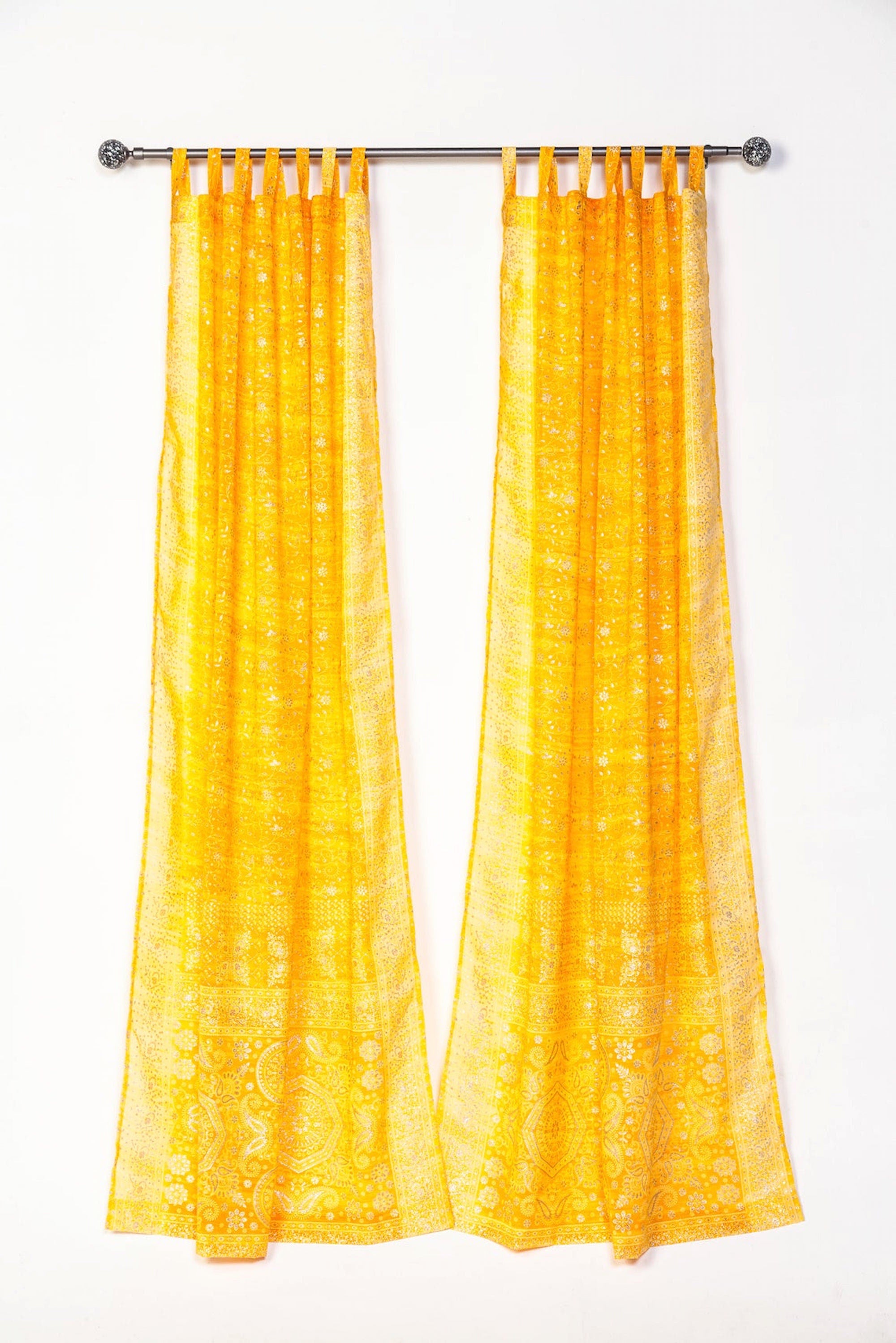 Light-Filtering Sari Curtains 84"/96"L Boho Curtains, Bed Canopy, Tapestry, Window Treatment For Living/Bedroom Customizable