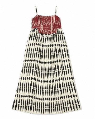 CLRS Woman - Black Ikat Patchwork Maxi Dress - Boho Tiered Sundress with Smocked Back