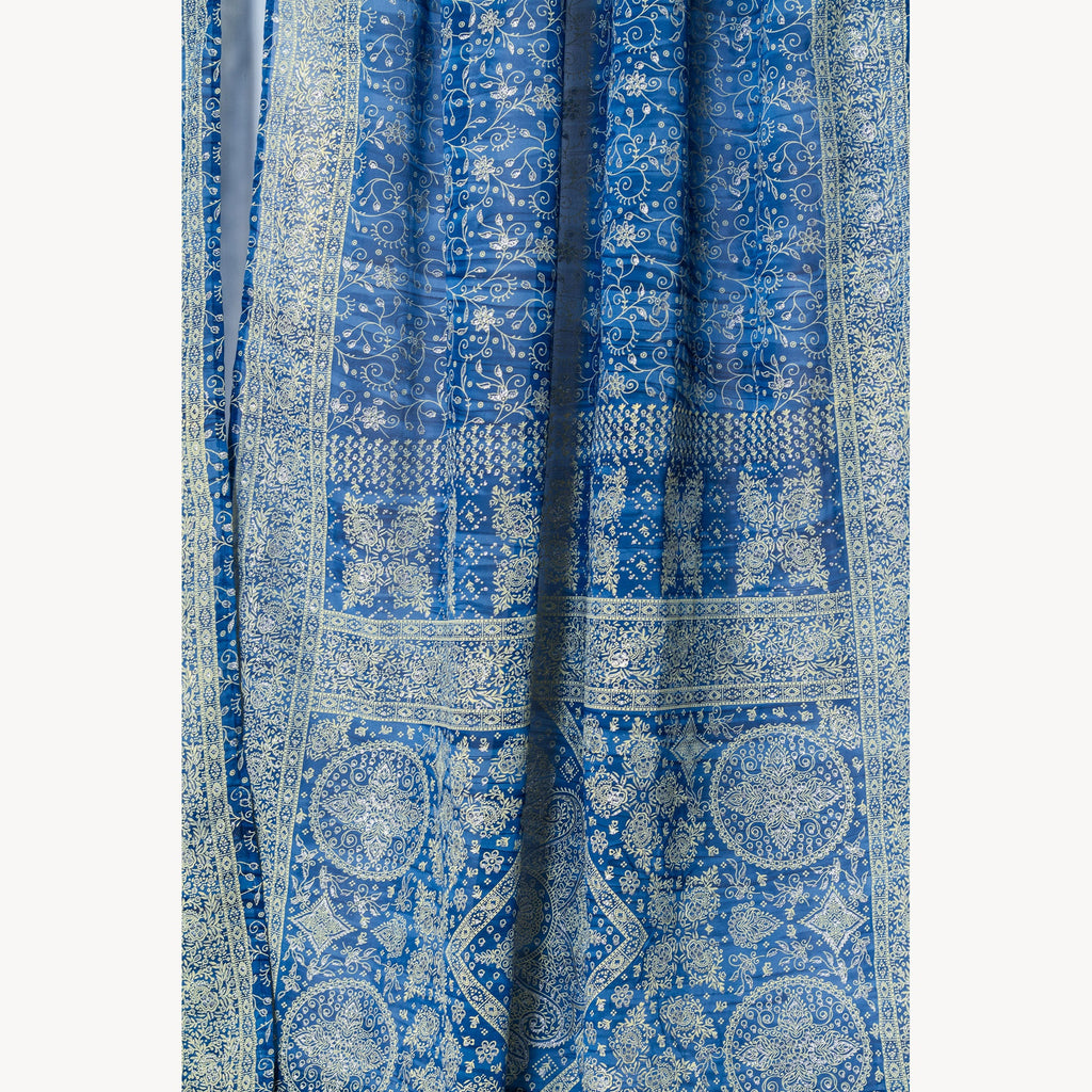 Sari Curtains 84"L Boho Curtains Light-Filtering drapes, sheers, Bed Canopy, backdrop Window Treatment For Living/Bedroom Denim Blue