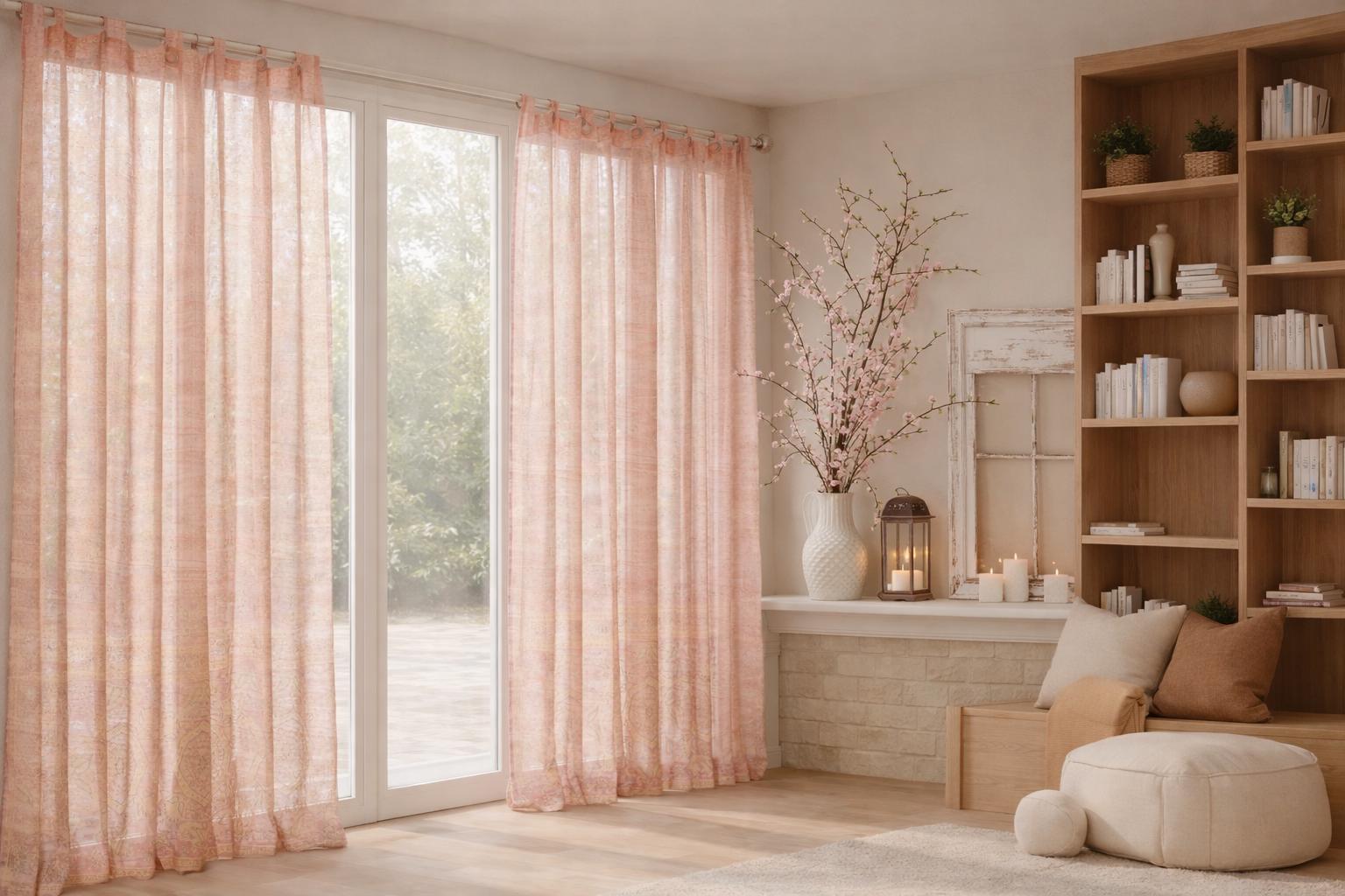 Sari Curtains 84"/96"L Boho Curtains DREAMBoHO sheers Light-Filtering-DUSTY ROSE-chubby chic Bed Canopy, Window Treatment For Living/Bedroom