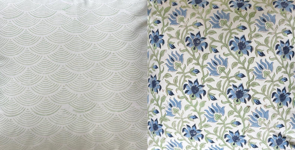 Hand-Quilted Reversible Cotton Quilt, Block Print Bedspread