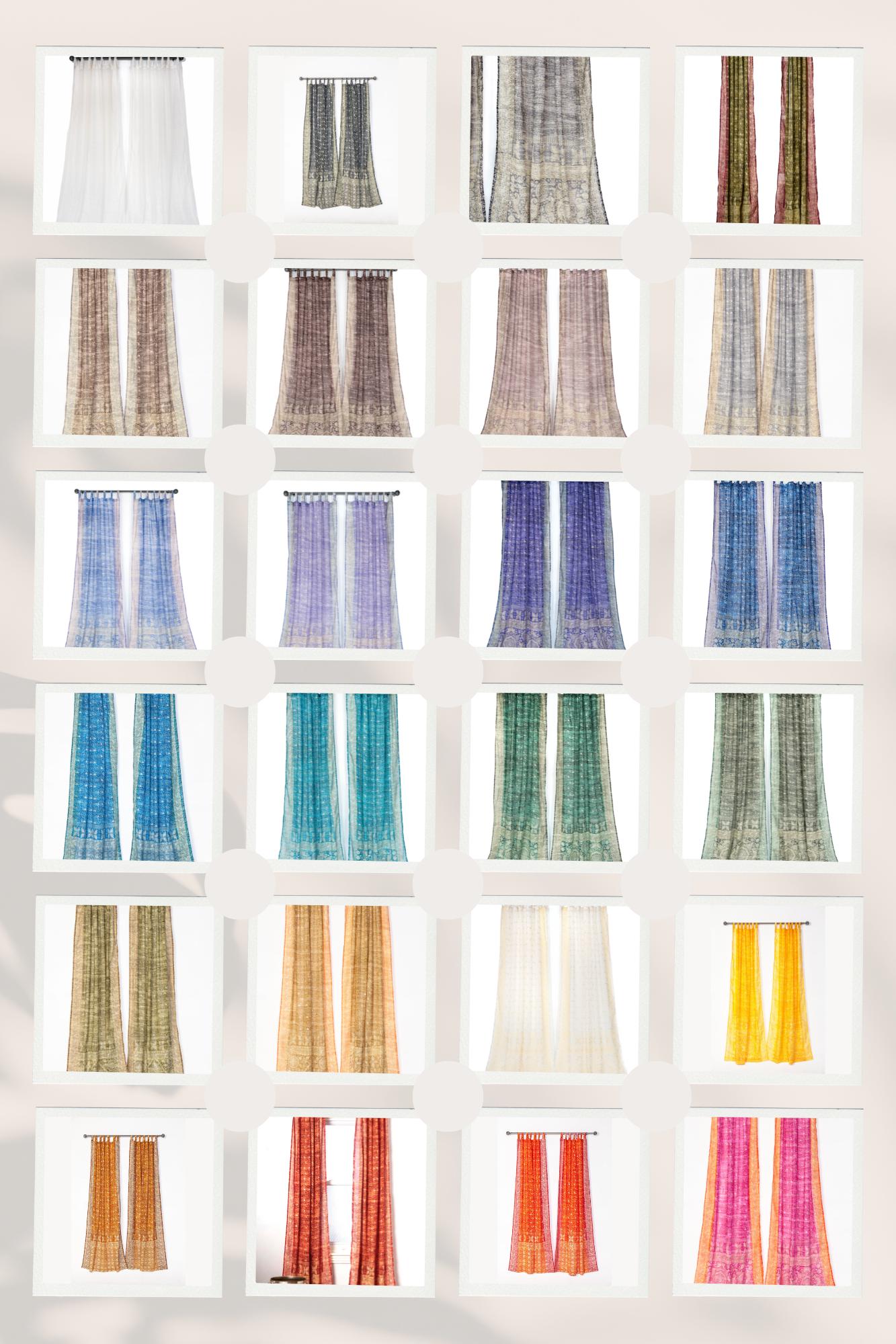 LINED PANELS Sari Curtains 84"/96"L Boho Curtains, Light-Filtering, Lined Window Treatment with soft cotton Gauze Back Panel beautiful print