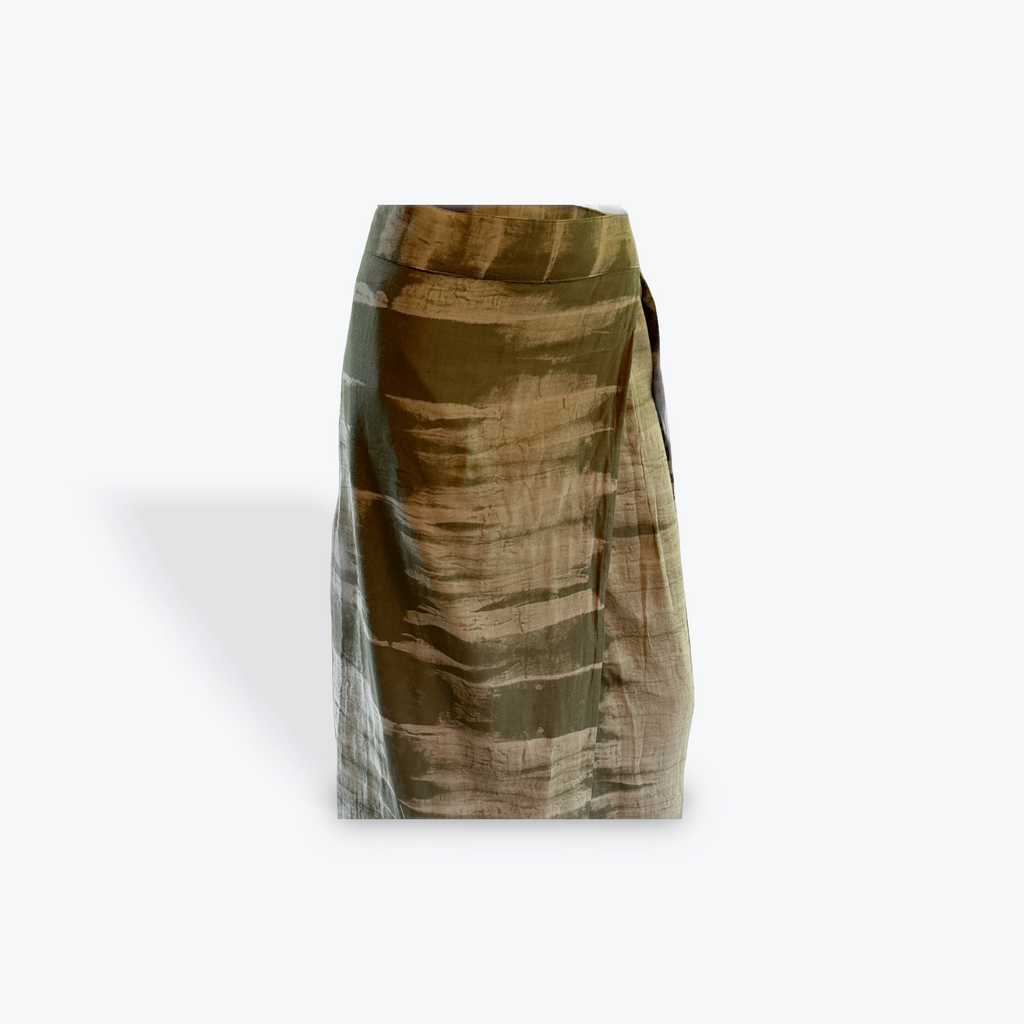 CLRS Woman - Hand Dyed Wrap Skirt with Fringe - High Waist Boho Maxi Skirt