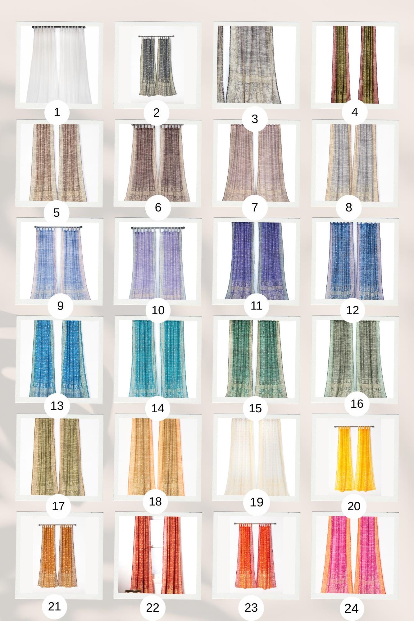 LINED PANELS Sari Curtains 84"/96"L Boho Curtains, Light-Filtering, Lined Window Treatment with soft cotton Gauze Back Panel beautiful print