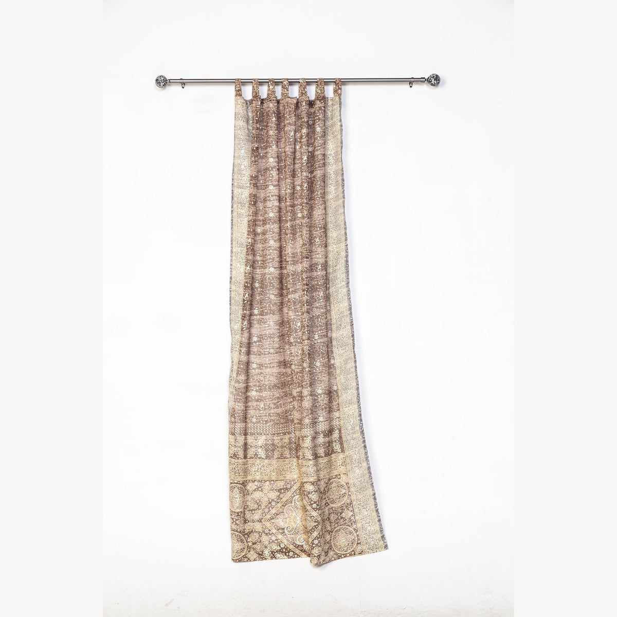 Taupe Sheer Curtains 84L Neutral Boho Curtains Light Filtering Panels Ivory Window Drapes Minimalist Home Decor Sari Curtain