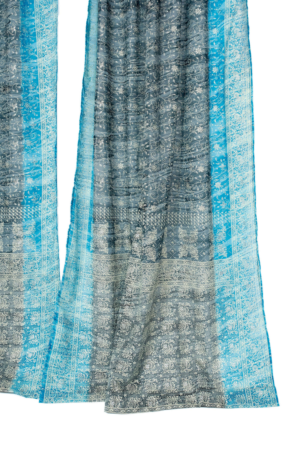 Sari Curtains Boho light filtering sheer drapes Gray silver Turquoise Slate cool Tones Window Treatment Sheer Drapes Bedroom Living Bedroom