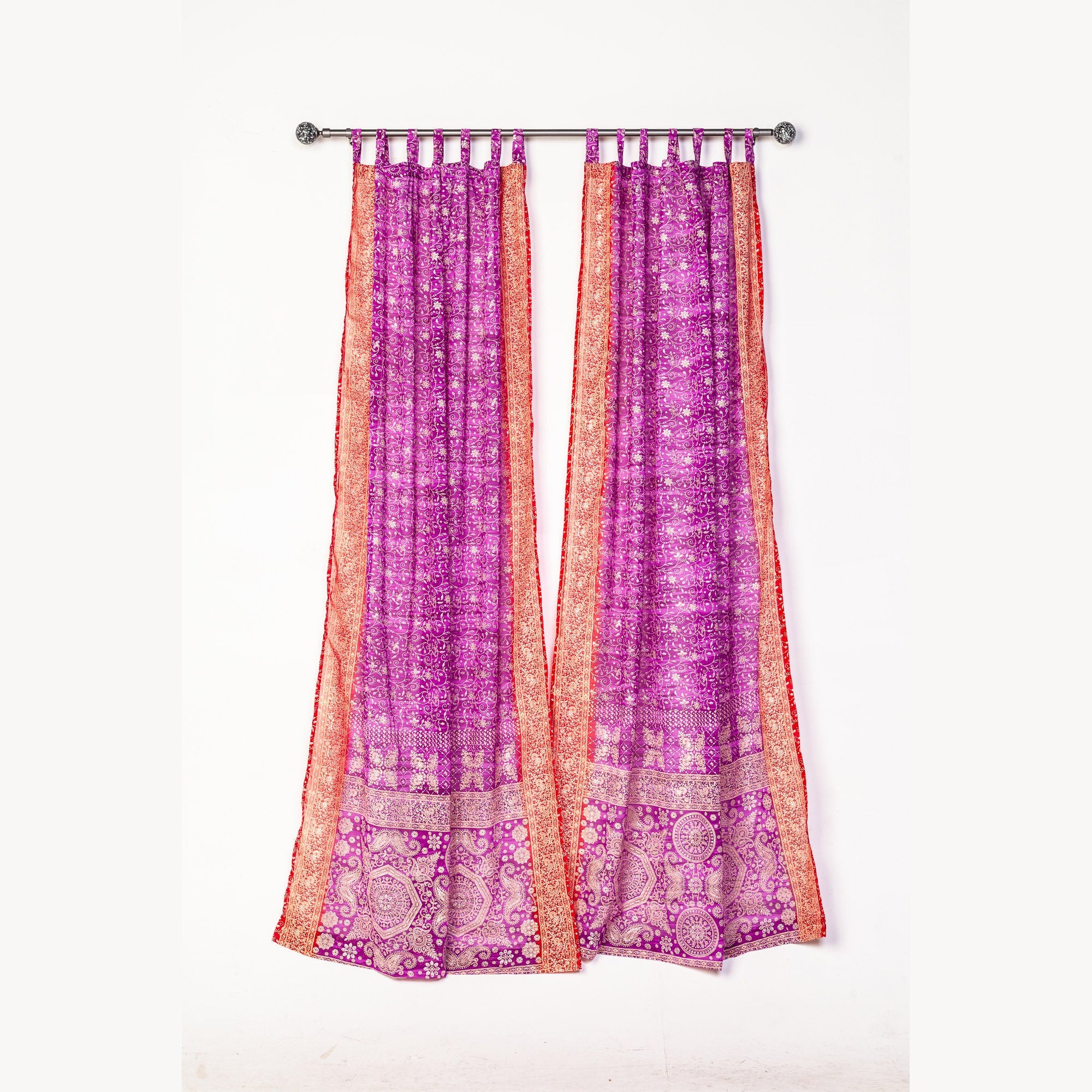 INDIAN SUMMER BACKDROP Collection Light-Filtering Sari Curtains 84"/96"L Boho Curtains, Bed Canopy, Wall Tapestry, Chuppah, Window Treatment