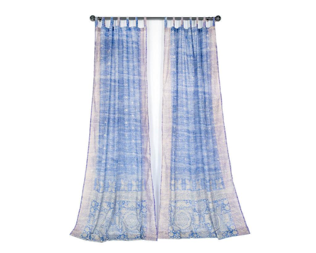 Sari Curtains 84"/96"L Boho Curtains DREAMBoHO Collection Light-Filtering PERIWINKLE backdrop Bed Canopy Window Treatment For Living/Bedroom