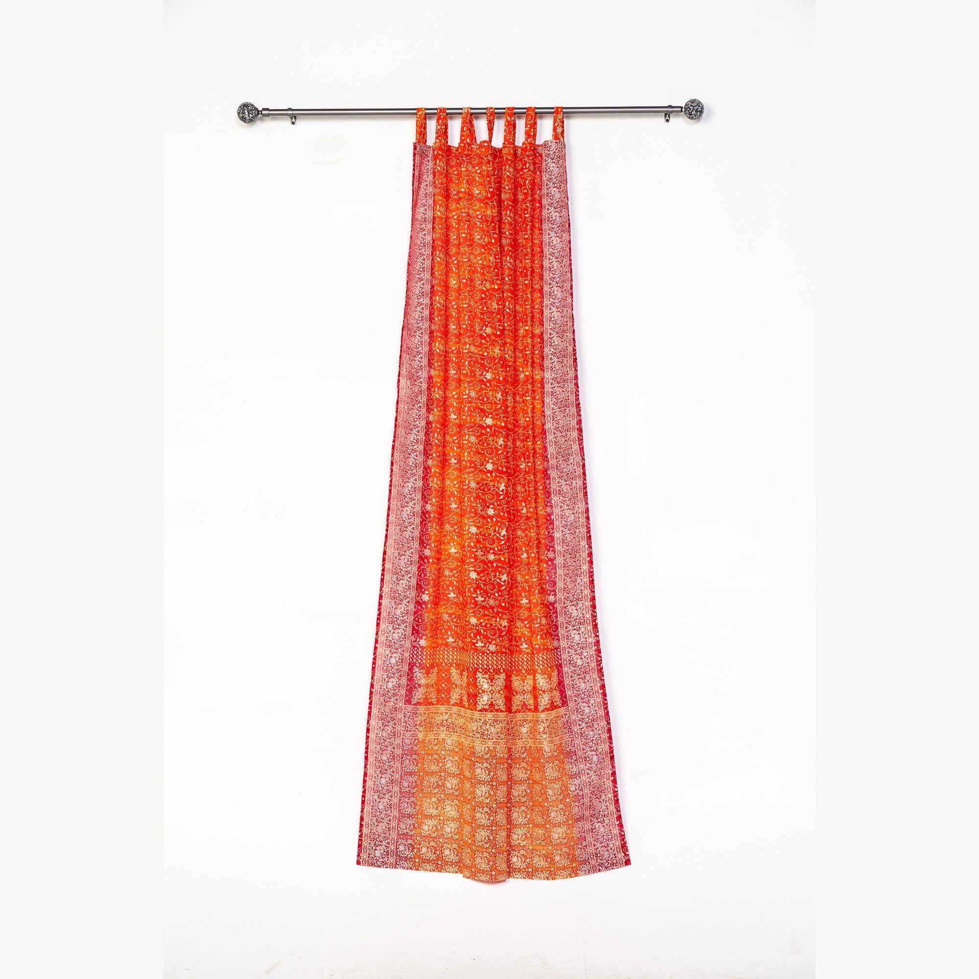 Boho Curtains Light-Filtering Sari Curtains 84"/96"/108"L, sheers drapes, Bed Canopy, Window Treatment For Living/Bedroom Customizable