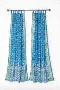 Yoga Studio Curtains Light Filtering Panels, Blue Boho Sari Curtains, Meditation Room Drapes, Sheer Window Curtains