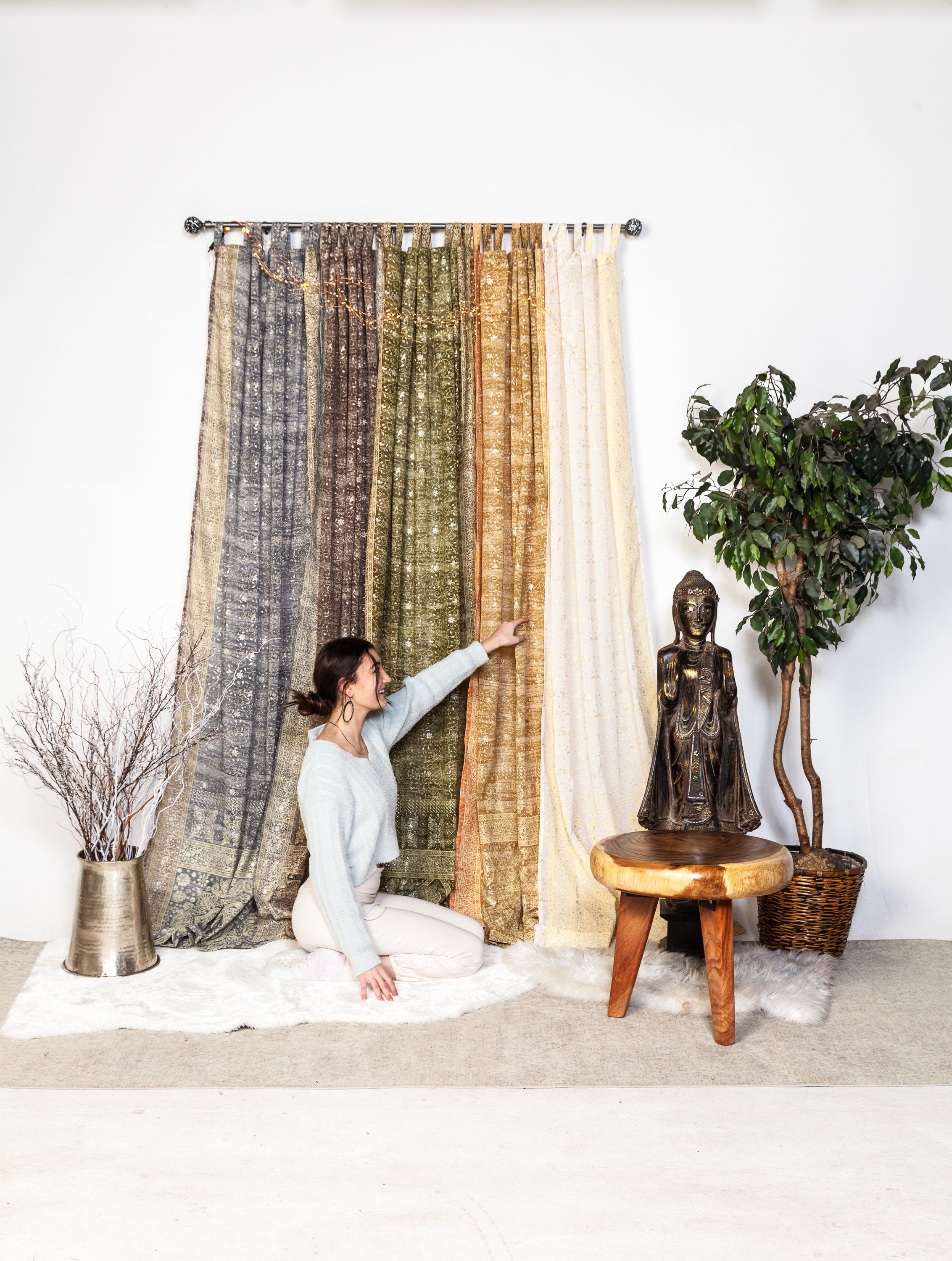 Sari Curtains 84"/96"L Light-Filtering Boho Curtains, Bed Canopy, Tapestry, Sheer drapes Window Treatment For Living/Bedroom Customizable
