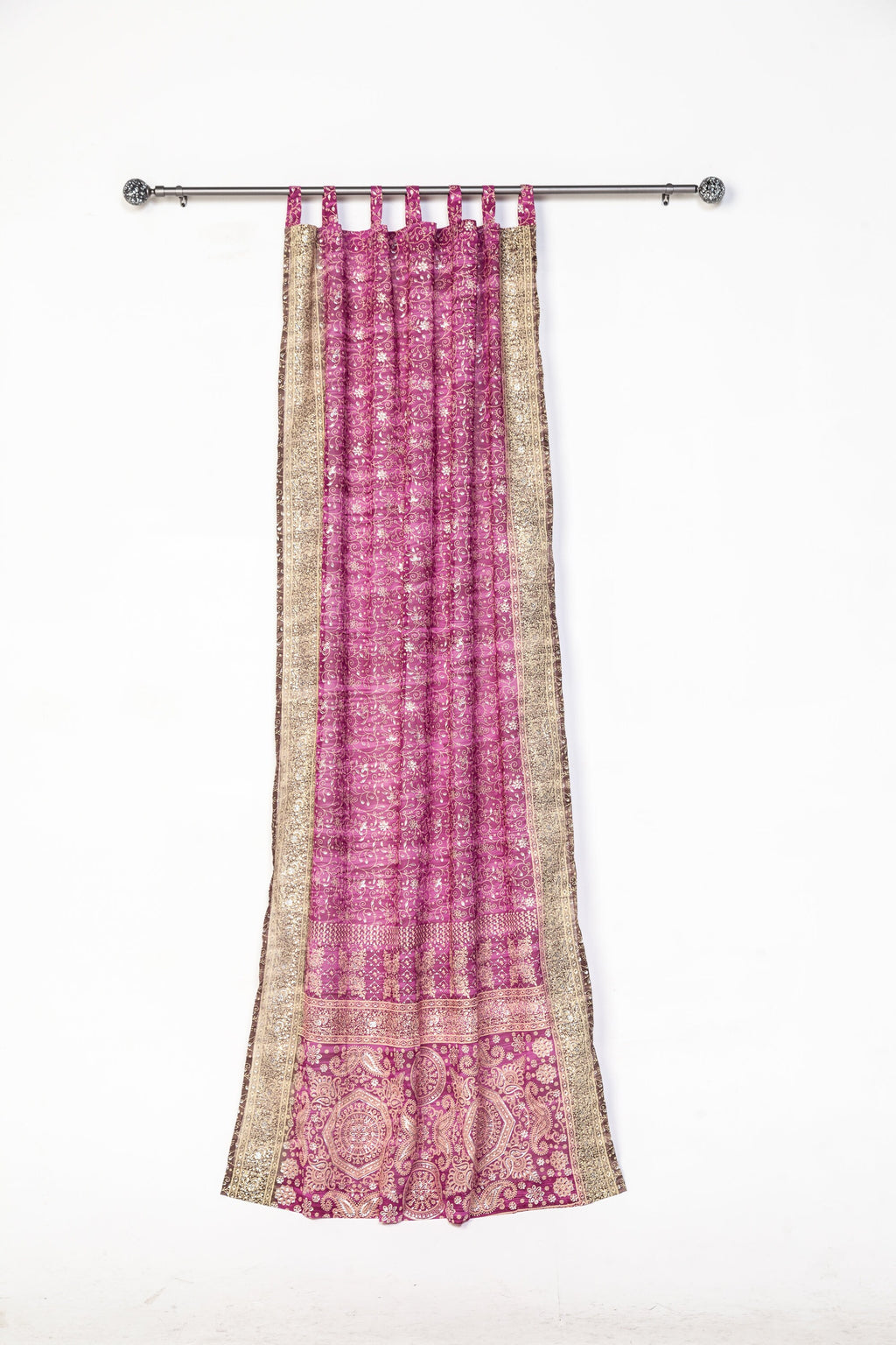 Light-Filtering Sari Curtains 84"L Boho Curtains, Bed Canopy, Tapestry, Window Treatment For Living/Bedroom Customizable Indian Print