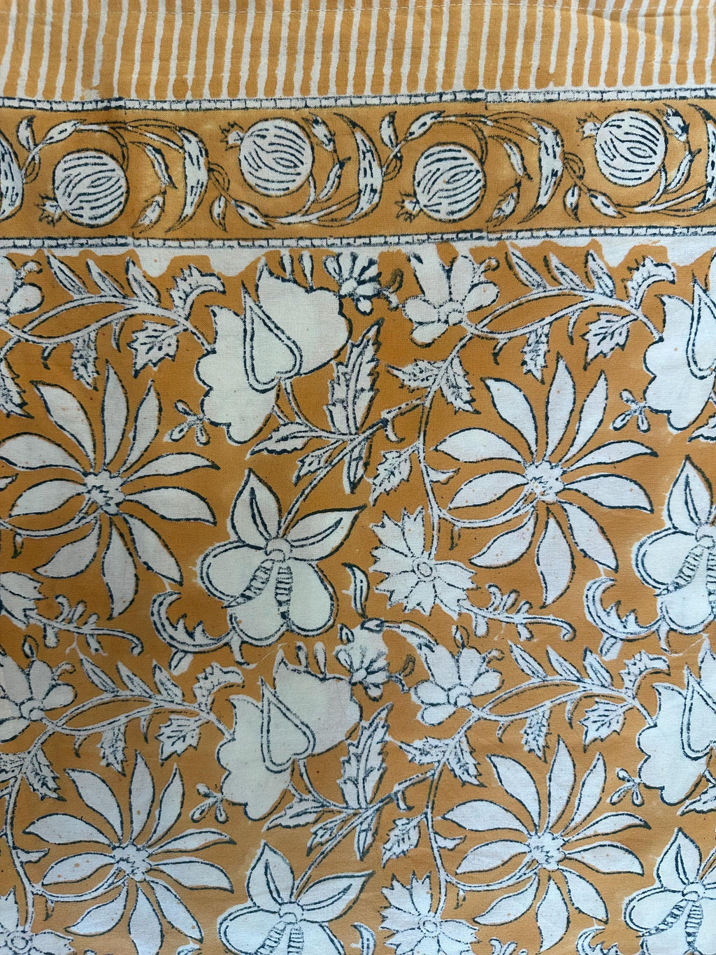 Hand Blockprint Cotton Tablecloth – Sage Lotus Design, Boho Holiday Decor