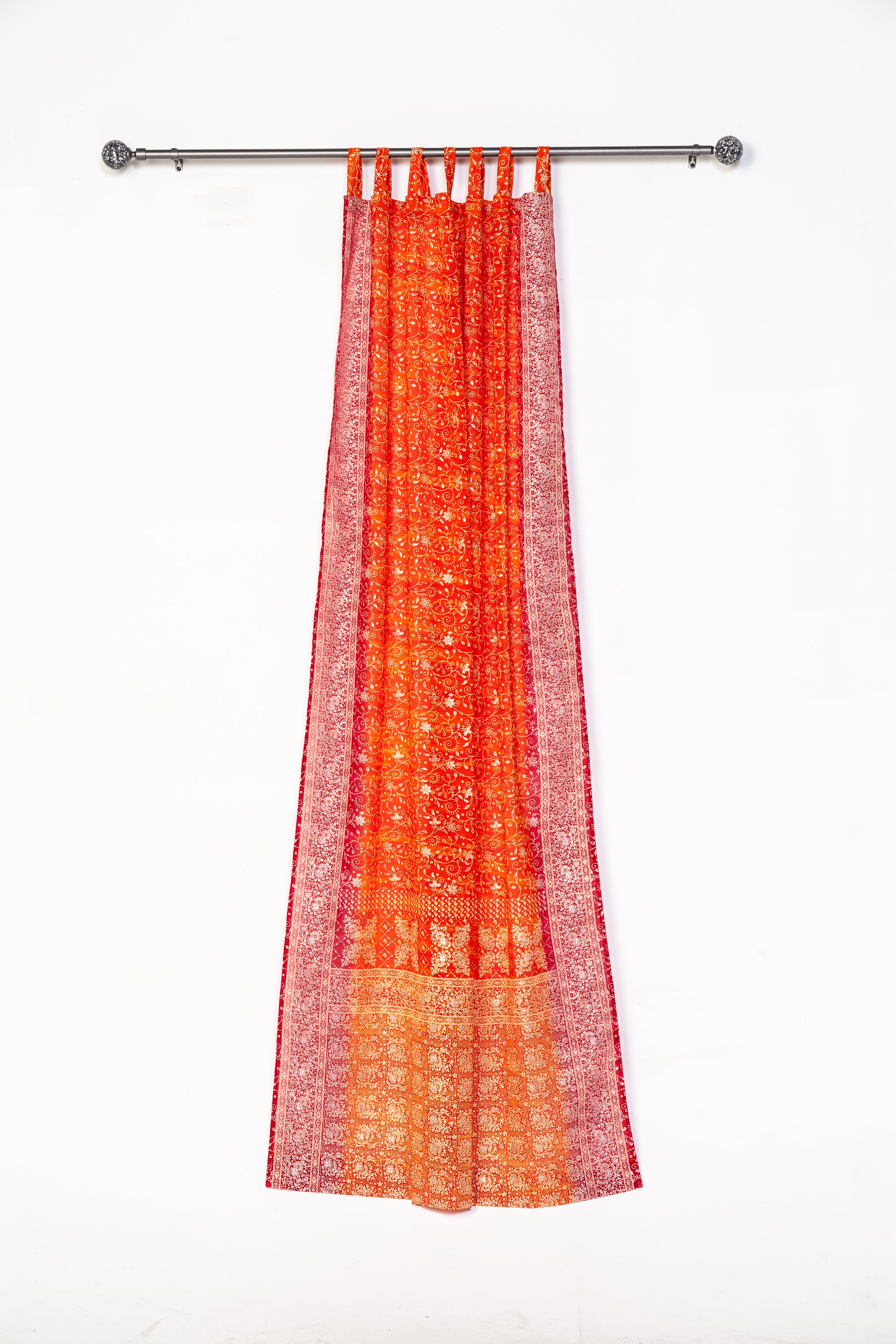 Chakra Collection Block Print Sari Curtain, Boho Window Treatment