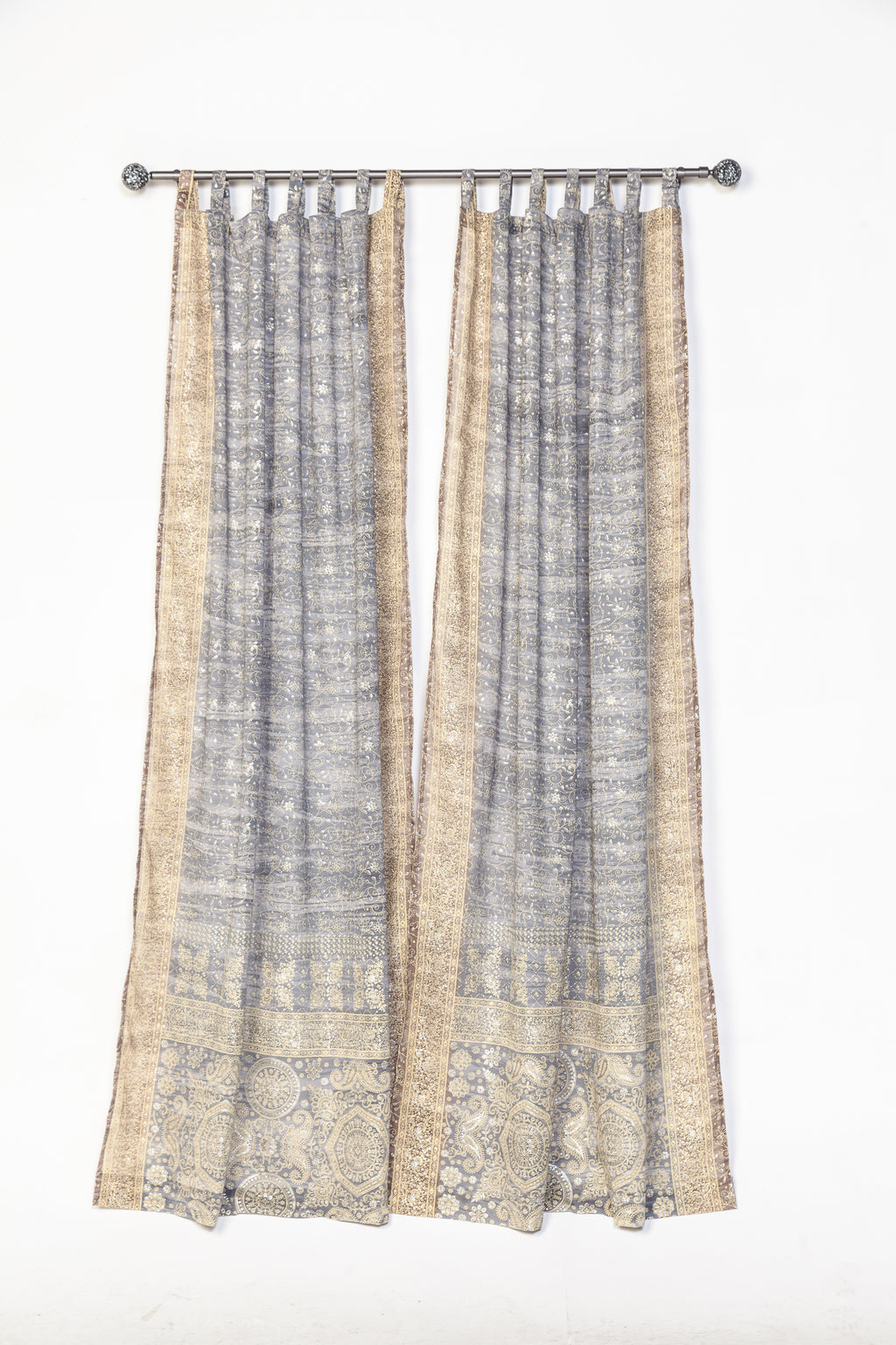 Taupe Silver Olive Hemp vanilla Boho Sari Curtains 84"/96"L BOHOME Collection Light-Filtering drape panels Backdrop For Living/Bedroom