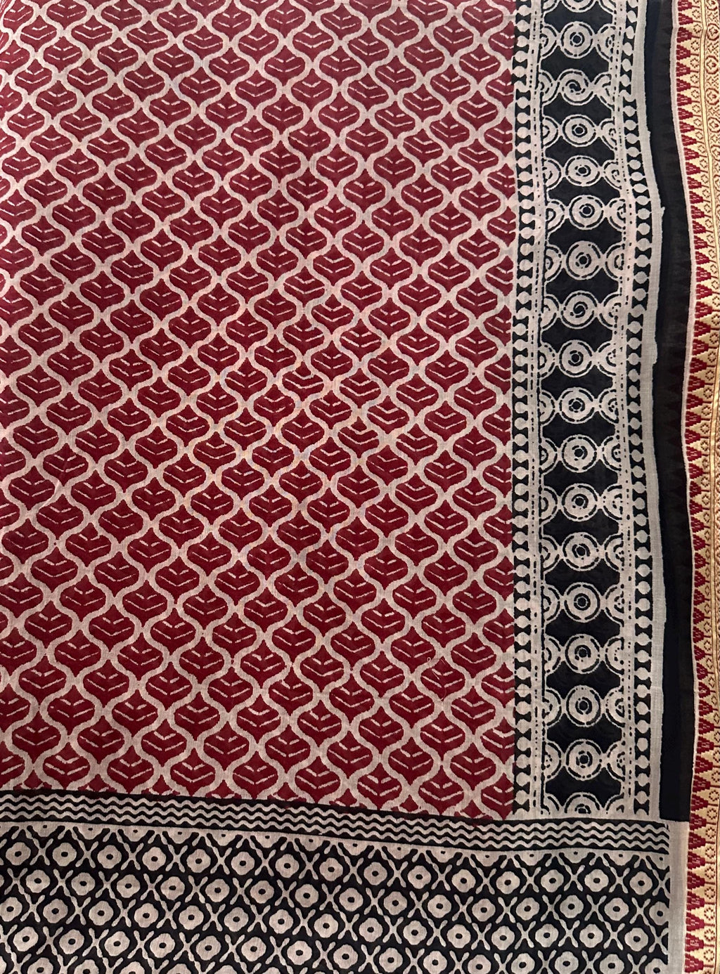 96" Block Print Cotton Curtains•Boho Tab Top Drapes with Border • Light Filtering Bohemian Style Curtain•Natural Cotton Style light Curtain