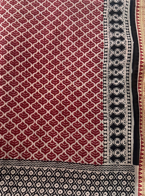96" Block Print Cotton Curtains•Boho Tab Top Drapes with Border • Light Filtering Bohemian Style Curtain•Natural Cotton Style light Curtain