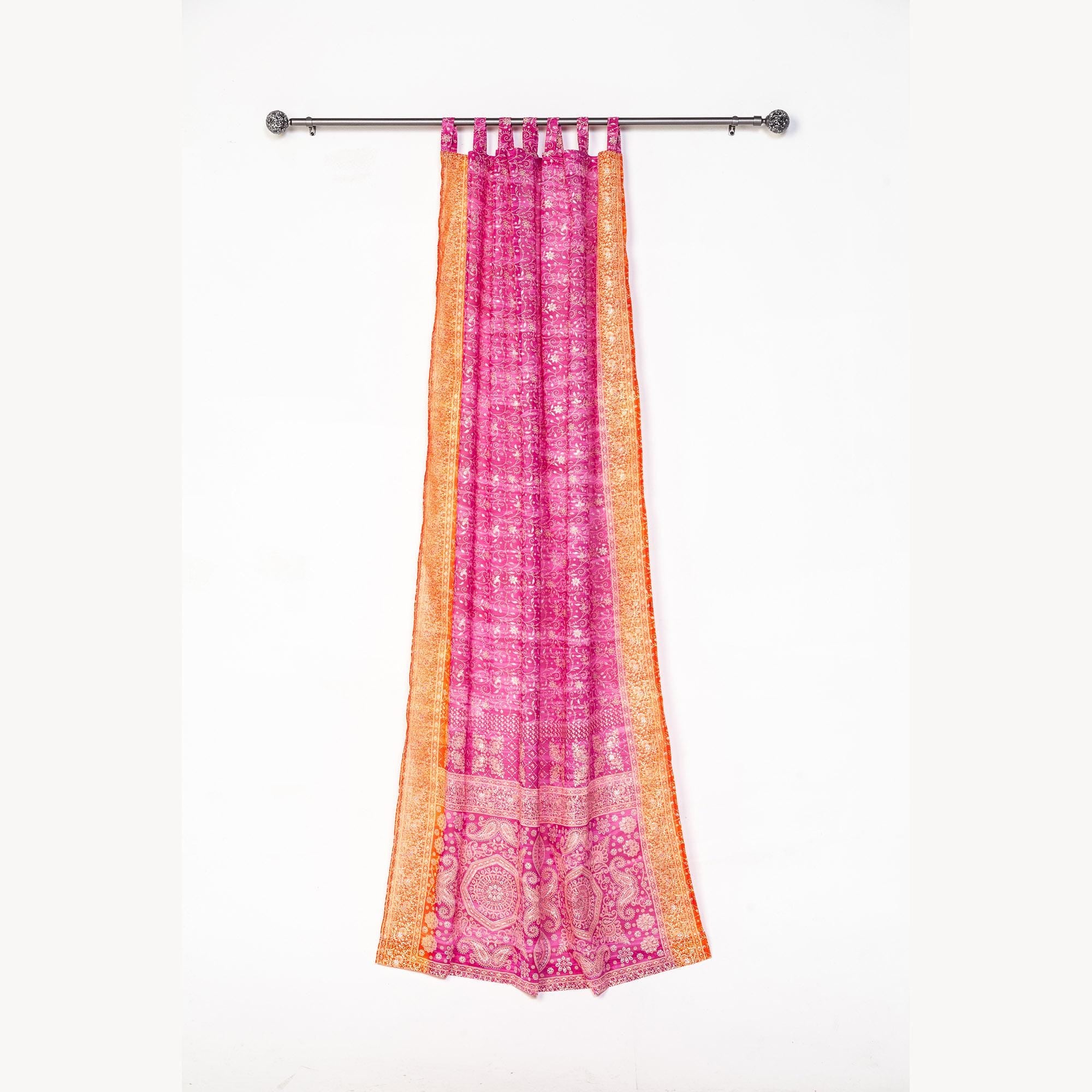 Yoga Room Curtains 84"L  Jewel Tones Purple fuchsia Rust light filtering