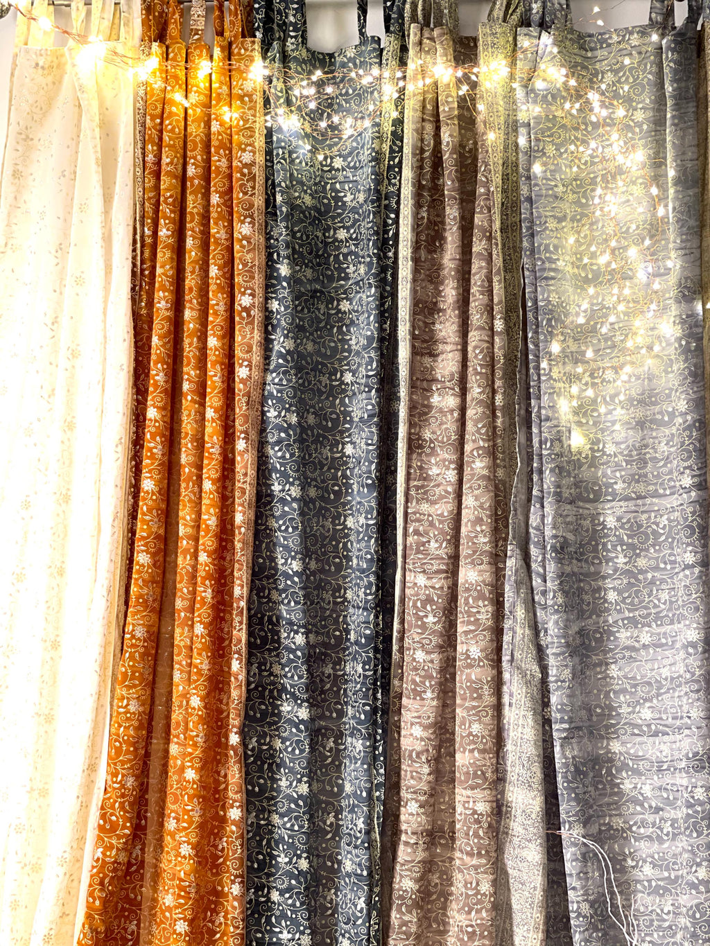 Sheer Canopy Drapes for Four Poster Bed - Luxury Sari Curtain Panels Set - Soft Light Filtering Bed Canopy