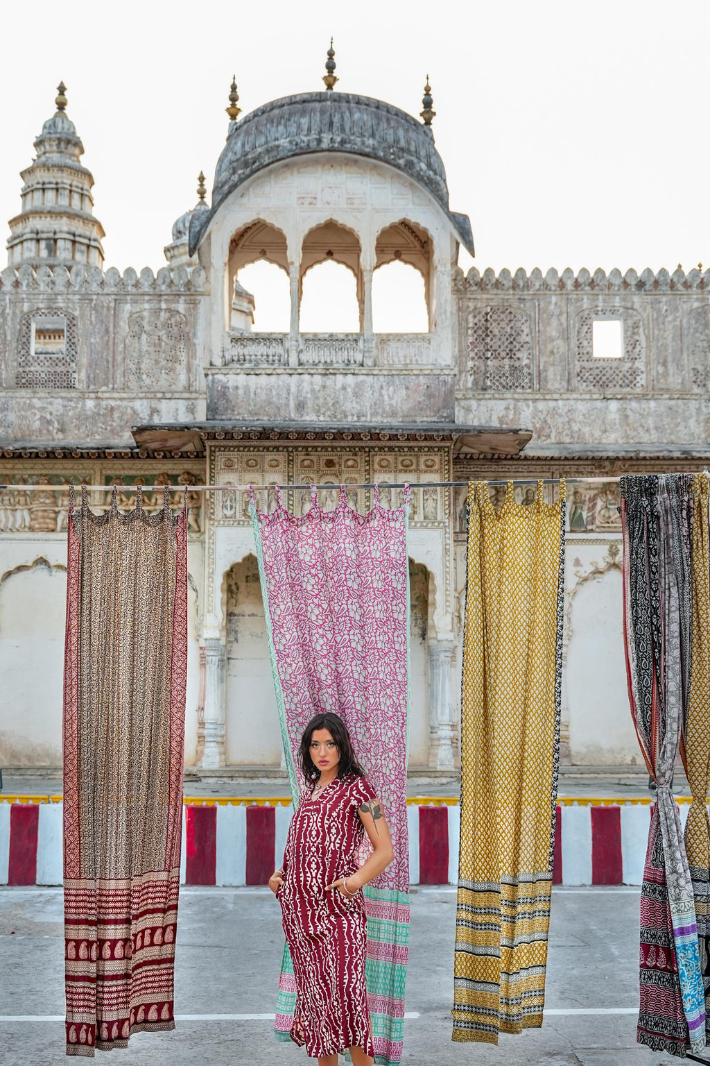 96" Block Print Rayon Curtains•Boho Tab Top Drapes with Border • Light Filtering Bohemian Style Curtain•Natural Cotton Style light Curtain