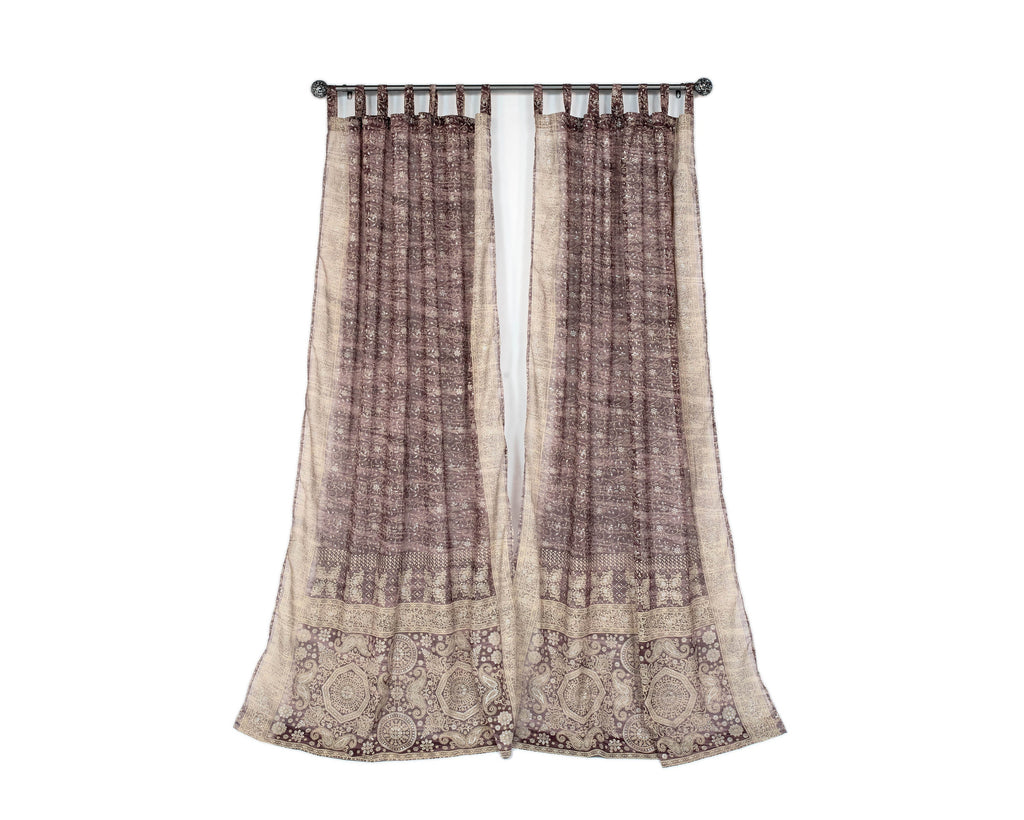 Sari Curtains 84"/96"L Plum Boho drapes DREAMBoHO Collection Light-Filtering backdrop Bed Canopy, Tapestry, Window Treatment Living/Bedroom