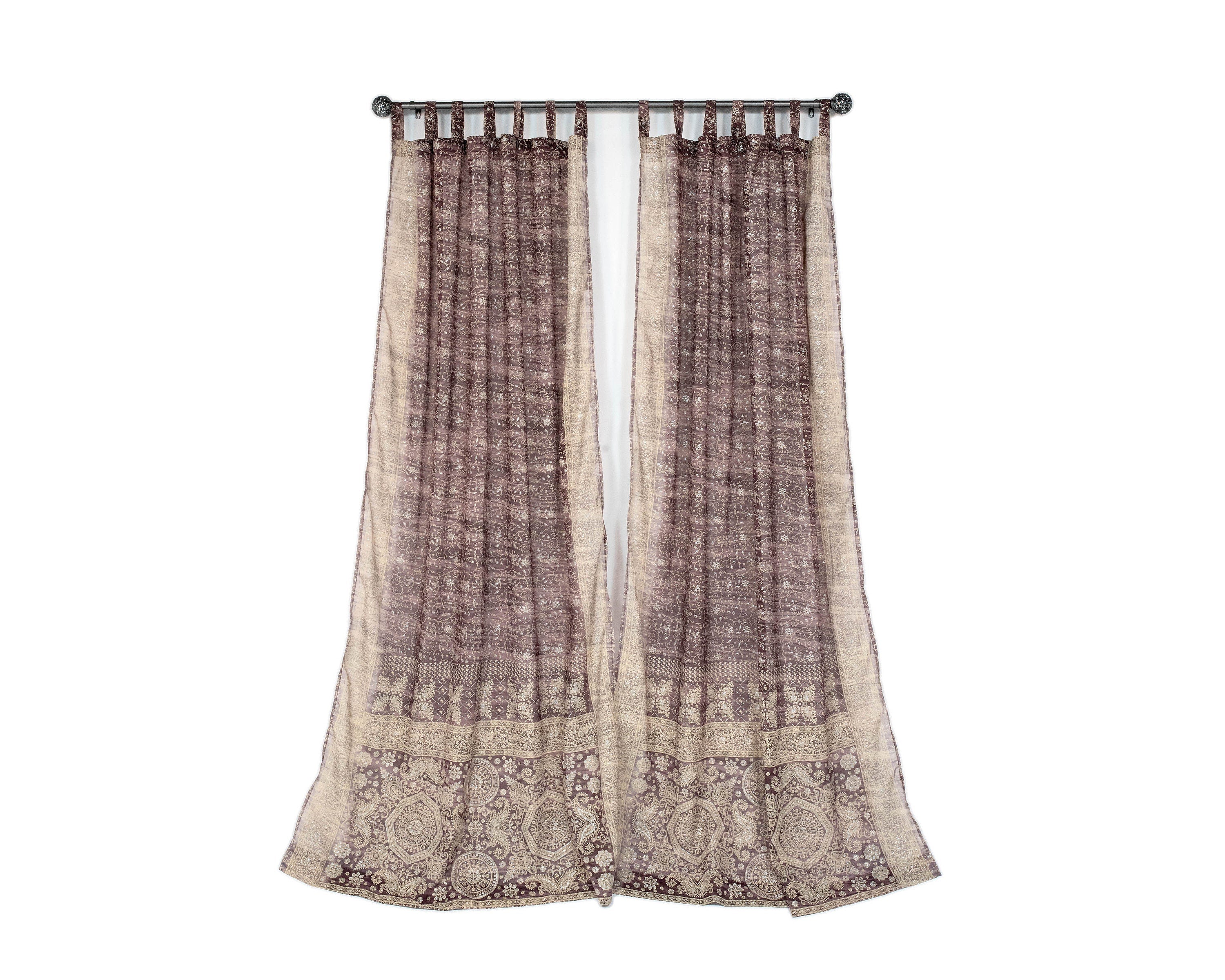Sari Curtains 84"/96"L Plum Boho drapes DREAMBoHO Collection Light-Filtering backdrop Bed Canopy, Tapestry, Window Treatment Living/Bedroom