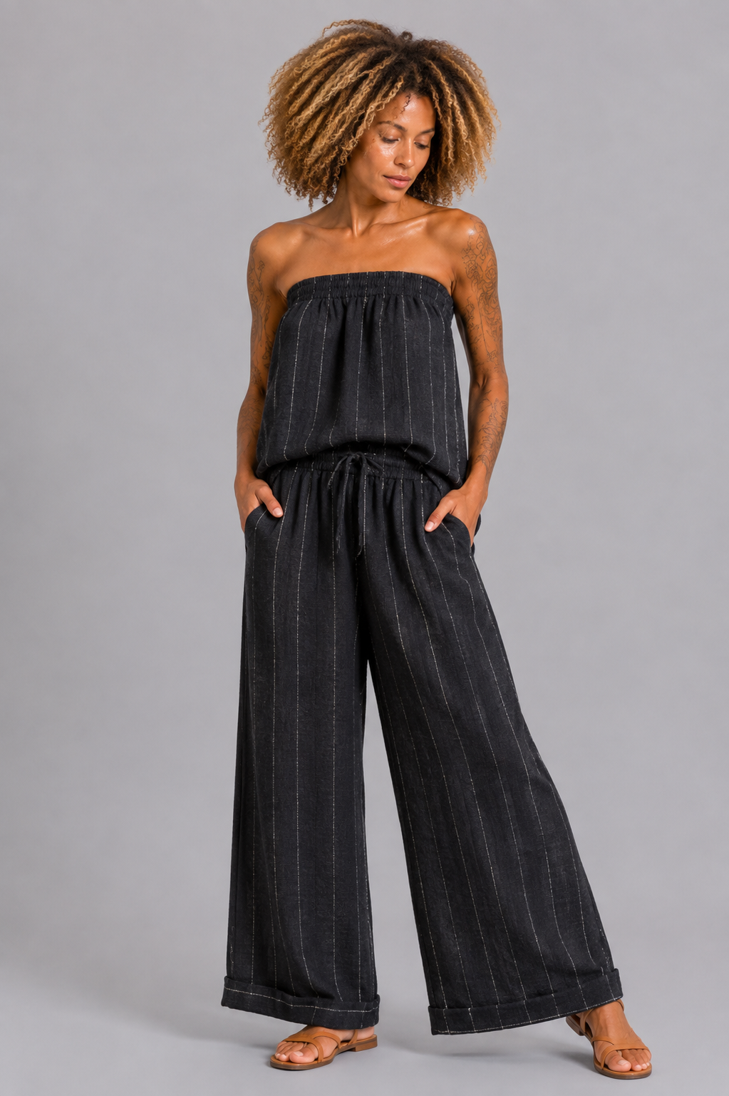 CLRS Woman - Boho Strapless KANTHA Two Piece Set