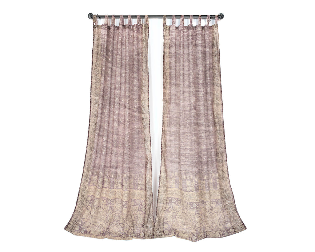 DREAMBoHO Collection Light-Filtering -LILAC- Sari Curtains 84"/96"L Boho Curtains, Bed Canopy, Tapestry, Window Treatment For Living/Bedroom