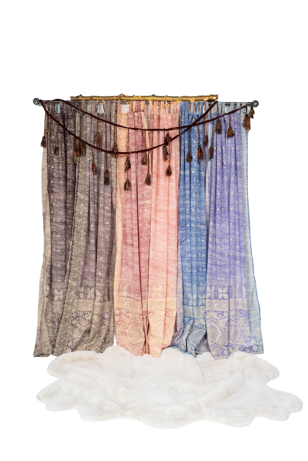 Sari Curtains 84"L Boho Curtains DREAMBoHO Collection Light-Filtering BLUSH Chubby Chic Bed Canopy, Window Treatment For Living/Bedroom