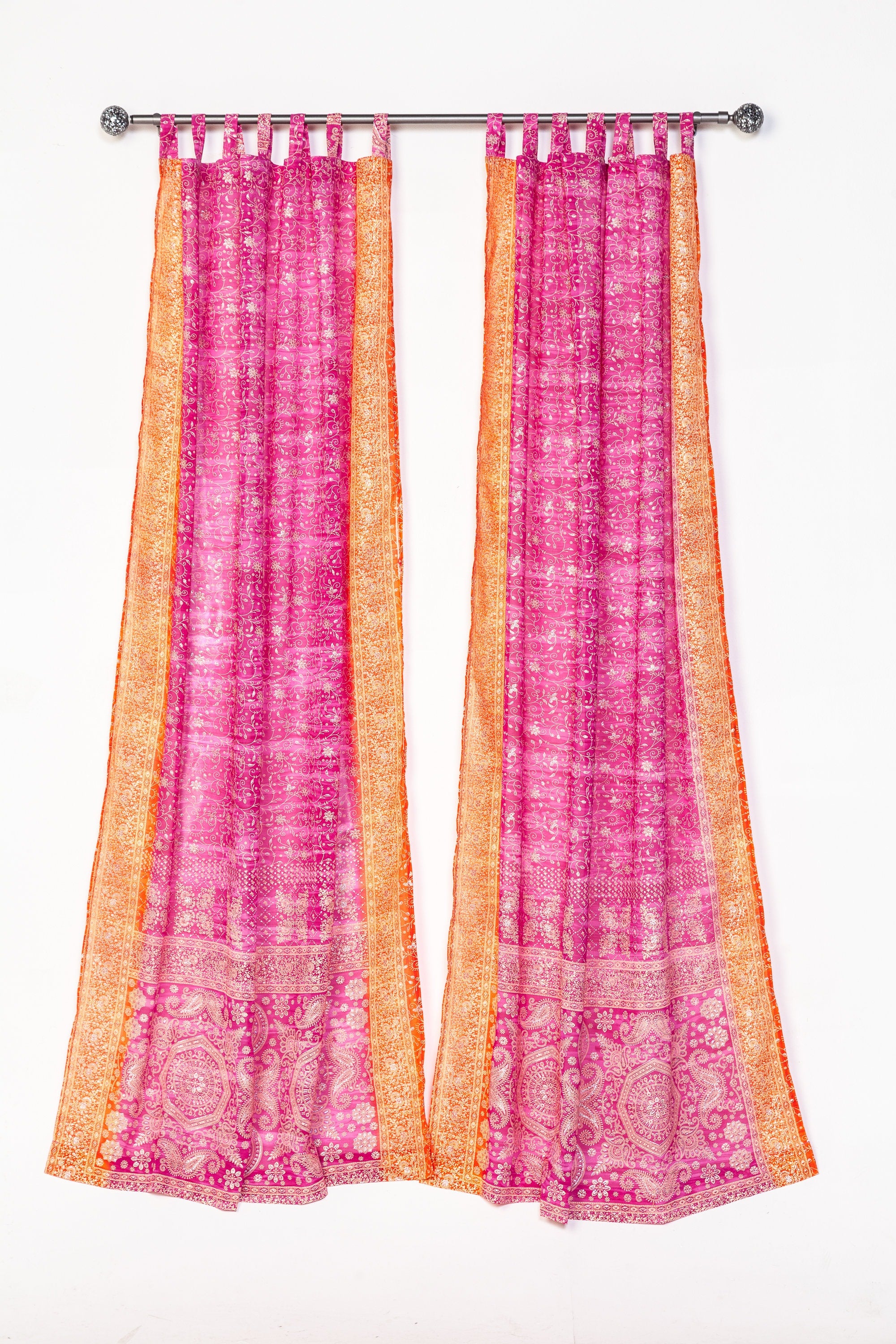 Sari Curtains 84"/96"L Light-Filtering Drapes Boho Curtains BRILLIANT Collection backdrop Bed Canopy, Colorful panels For Living/Bedroom