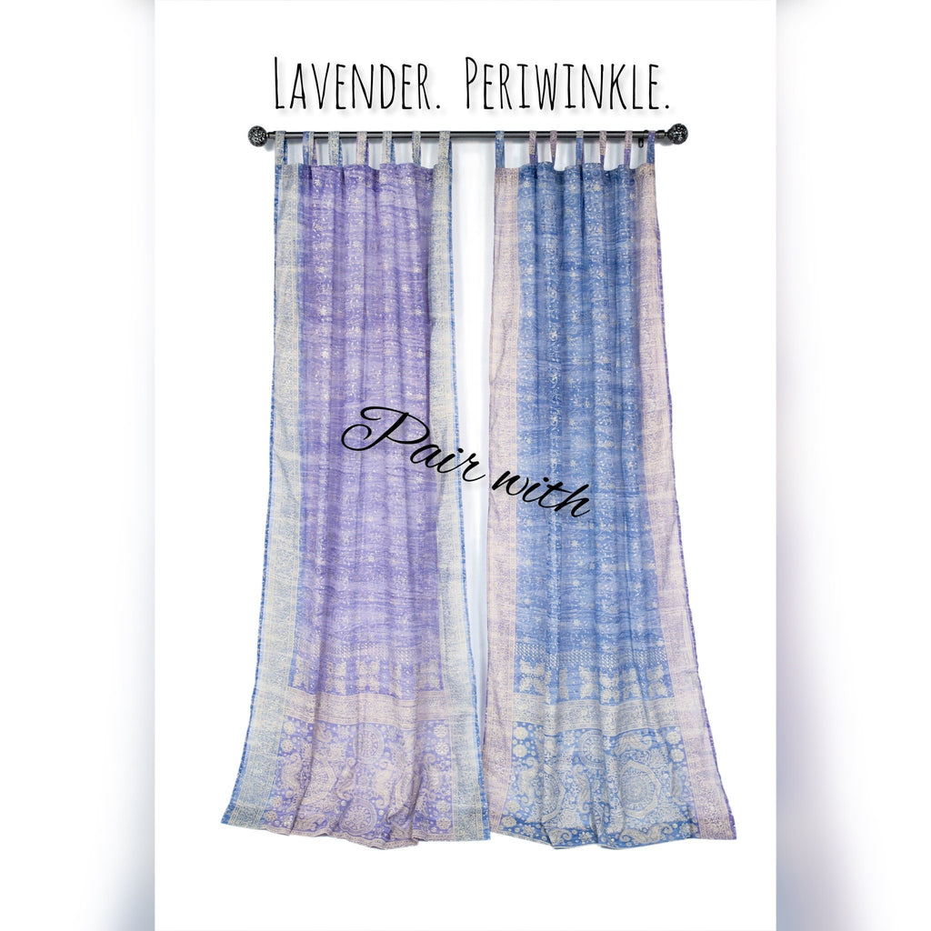 Sari Curtains 84"/96"L Boho Curtains DREAMBoHO Collection Light-Filtering Lavender backdrop Bed Canopy Window Treatment For Living/Bedroom