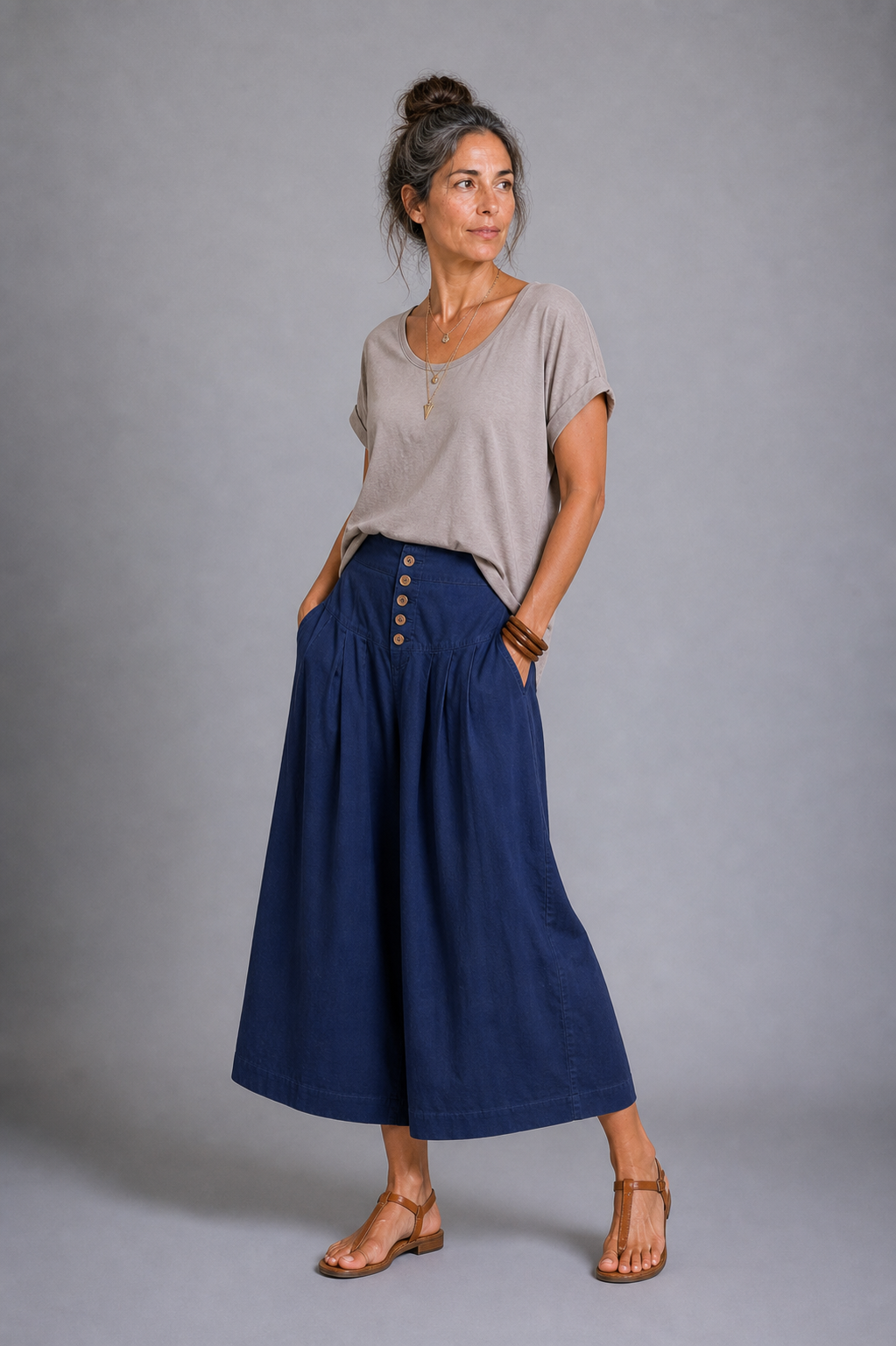 CLRS Woman -Palazzo Crop Skirt Pants