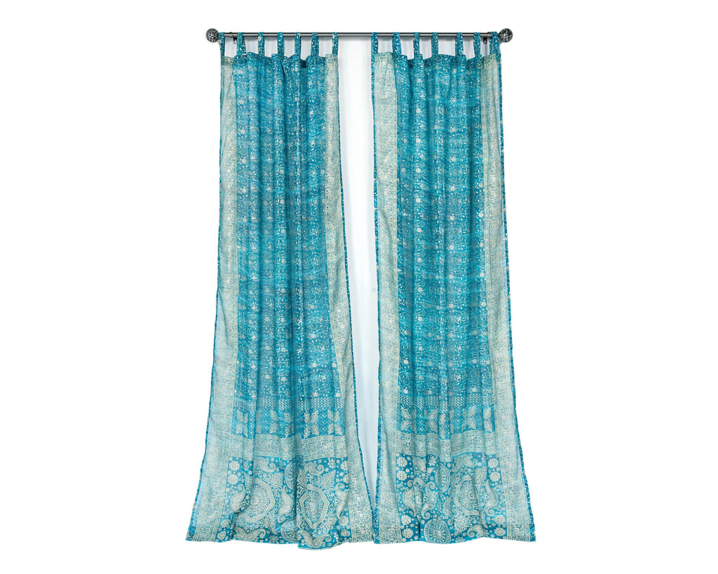 Light-Filtering Sari Curtains 84"/96"L Boho Curtains Boho Bed Canopy, backdrop sheer drapes Window Treatment For Living/Bedroom Customizable