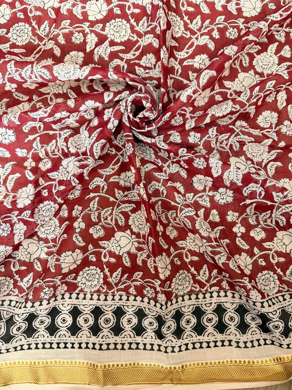 Block Print Cotton Curtains • Boho Border Drapes, Light Filtering Bohemian Style (96" Length)