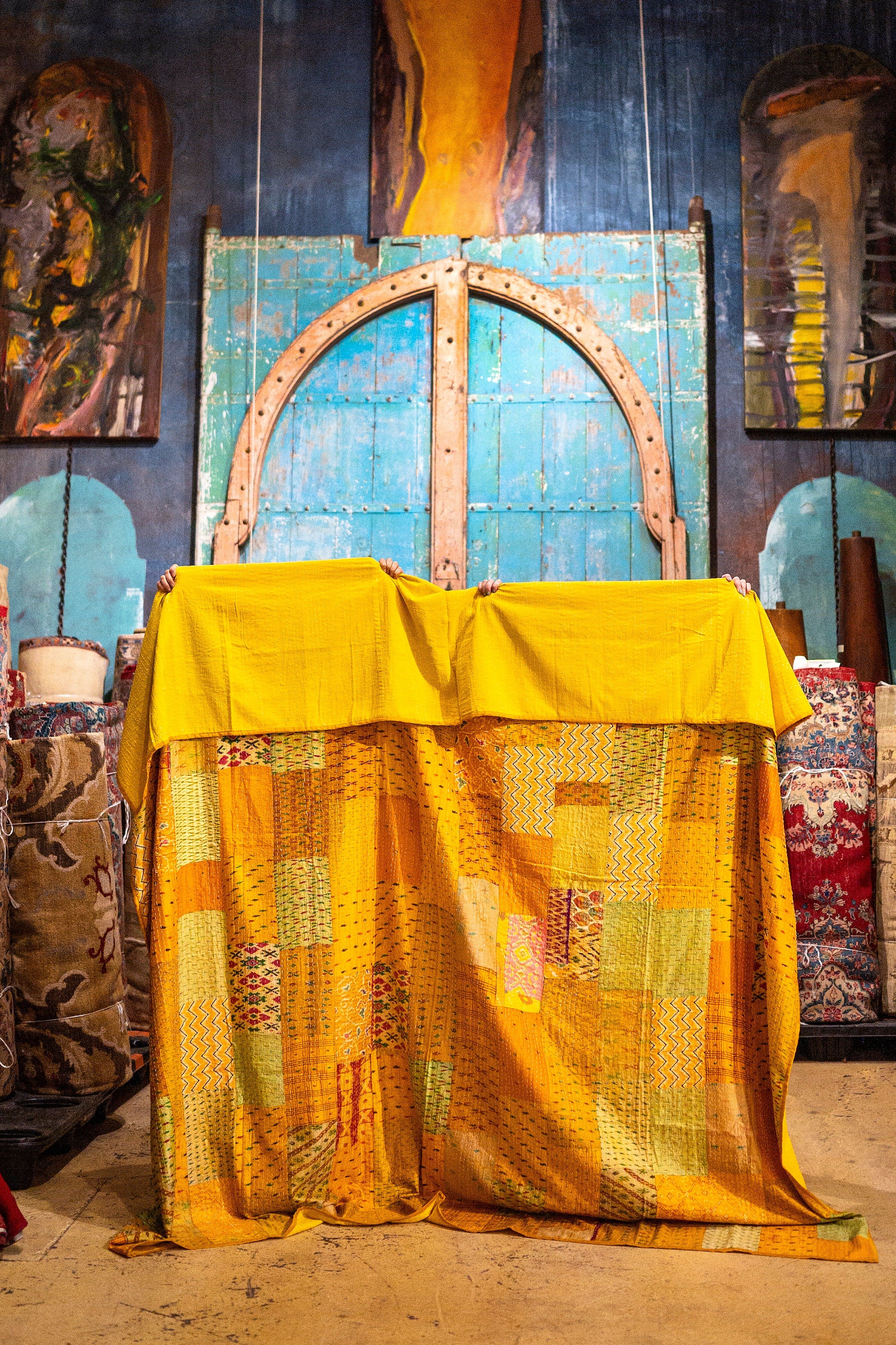 Sunrise Collection Vintage Silk kantha Bedspread Boho Chic Original Bedding Home Textiles Indian Sari Quilt Tapestry Bedroom Decor