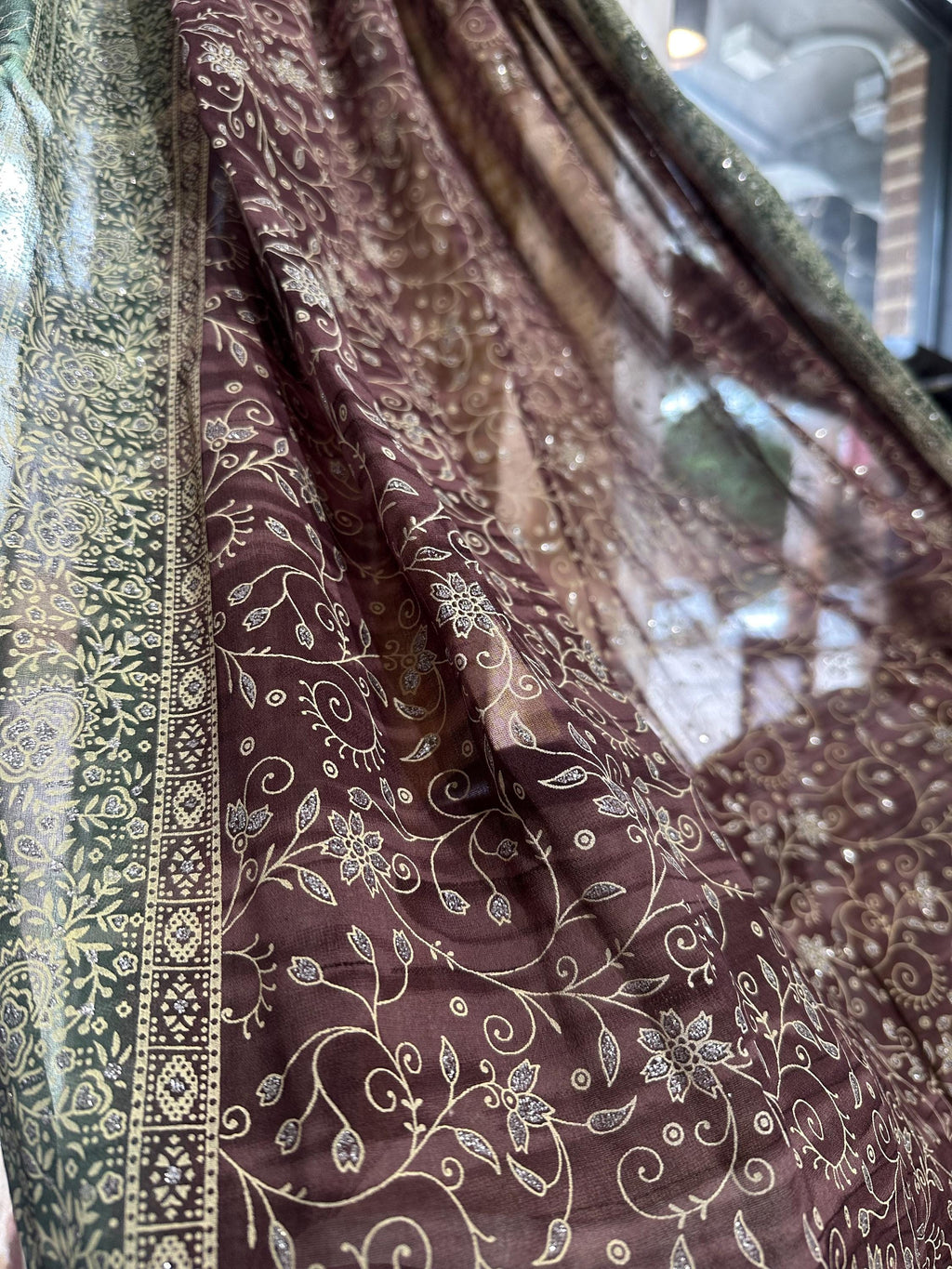 New Plum/Sage Sari Curtains 84"/96"L Boho Curtains BoHoEARTH Collection Light-Filtering Window Treatment For Living/Bedroom