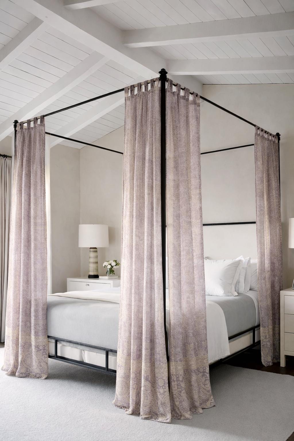 DREAMBoHO Collection Light-Filtering -LILAC- Sari Curtains 84"/96"L Boho Curtains, Bed Canopy, Tapestry, Window Treatment For Living/Bedroom