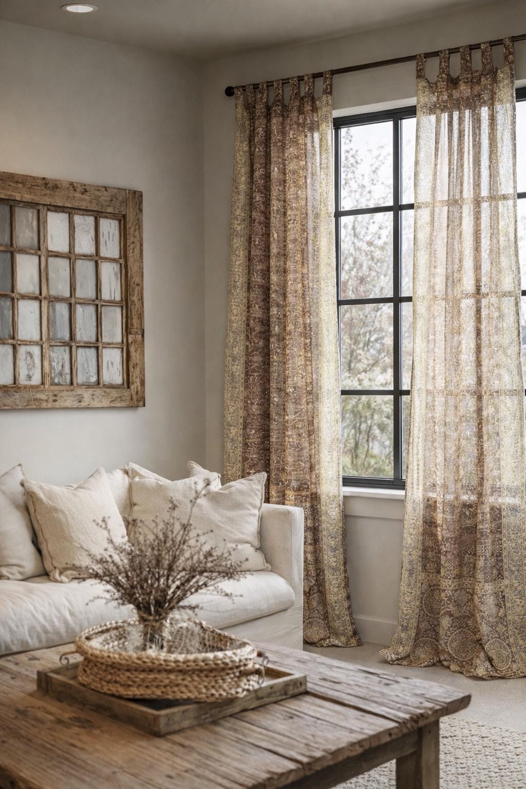 Block Print Sari Curtains, Light filtering , Boho Window Treatment, 84/96"L