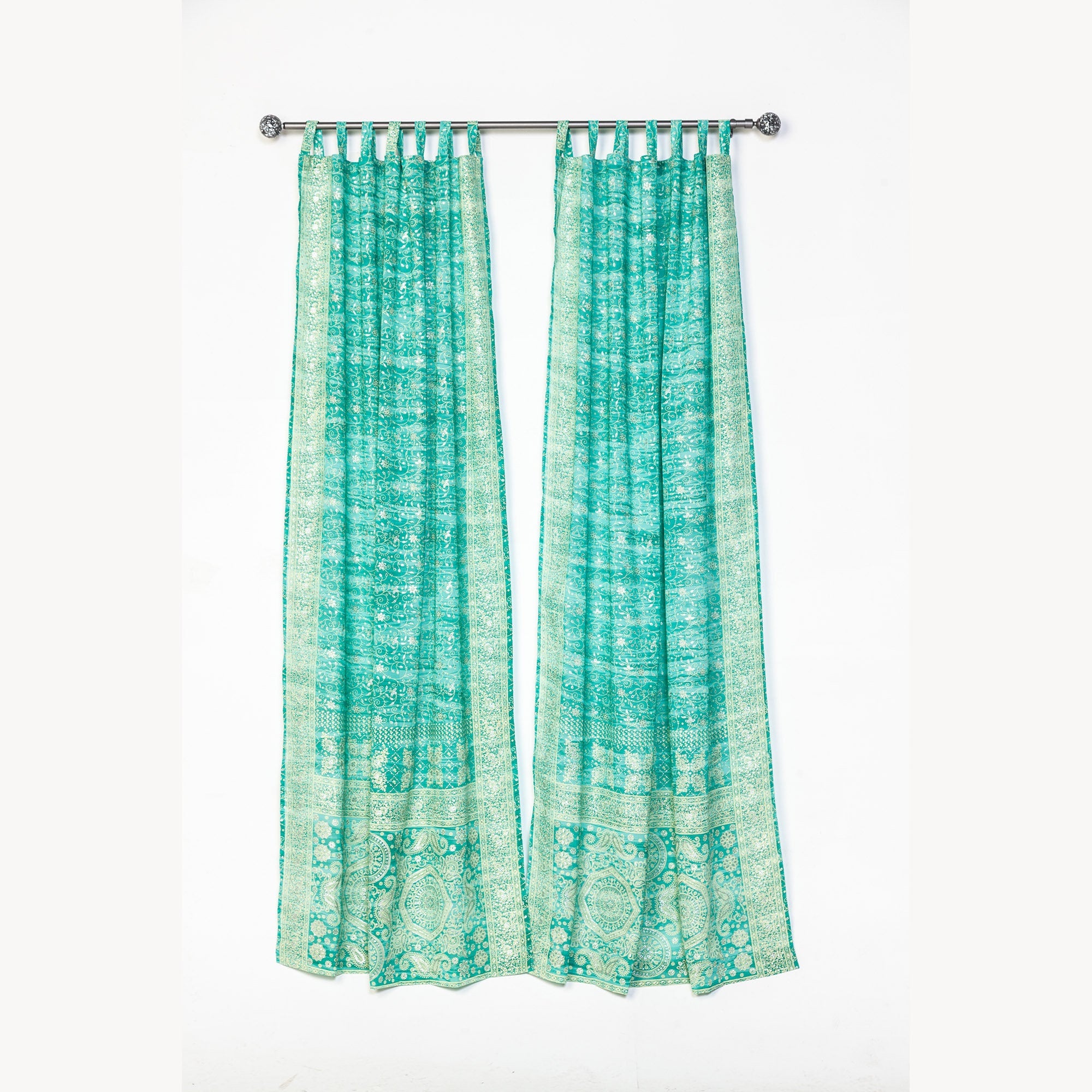 Light-Filtering Sari Curtains 84"L Boho Curtains, Bed Canopy, Tapestry, Window Treatment For Living/Bedroom