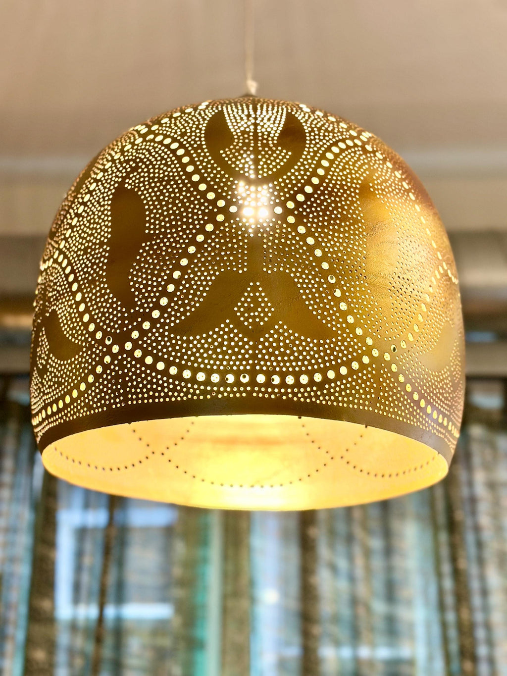 Vintage Chandelier Turkish Lamp Moroccan Pendant Arabic Ceiling Light Fixture Pendant Lighting Hand-Pierced Hanging Lamp hardwired Gold
