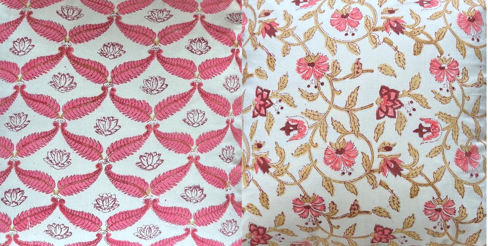 Hand-Quilted Cotton Reversible Quilt, Block Print Boho Bedspread