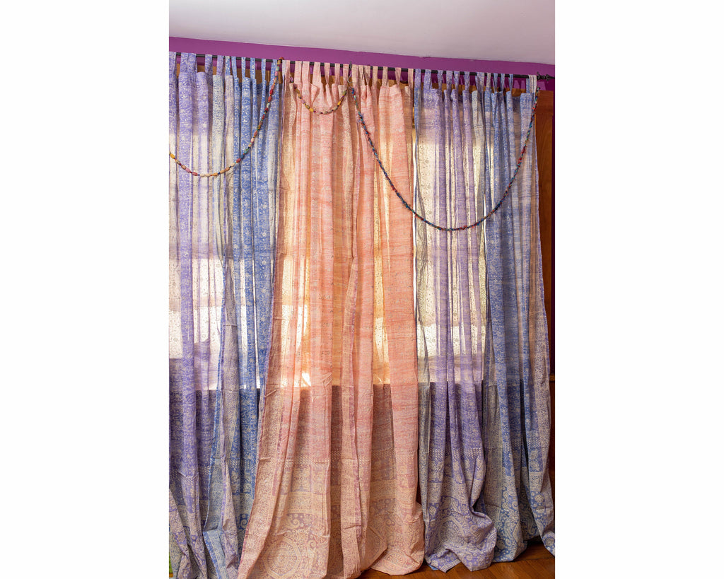 Sari Curtains Light-Filtering Sari Curtains 84"/96"L Boho Curtains DREAMBoHO pastels, Bed Canopy, backdrop Window Treatment Living/Bedroom