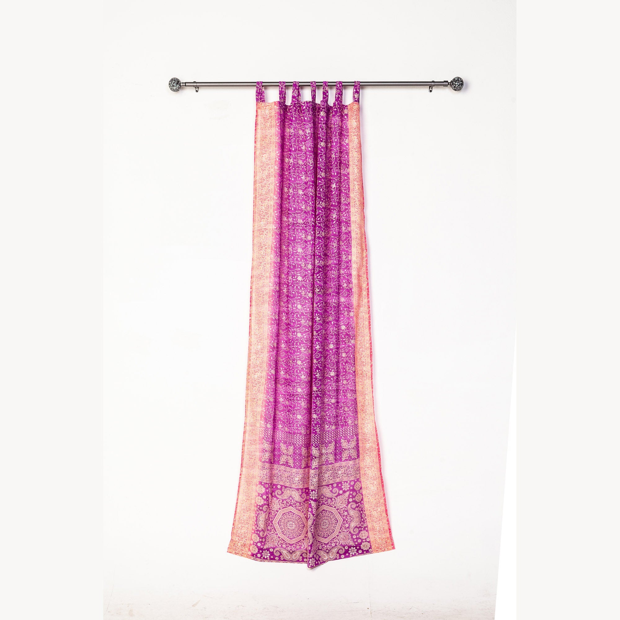 Light-Filtering Sari Curtains 84"L Boho Curtains, Bed Canopy, Tapestry, Window Treatment For Living/Bedroom Customizable