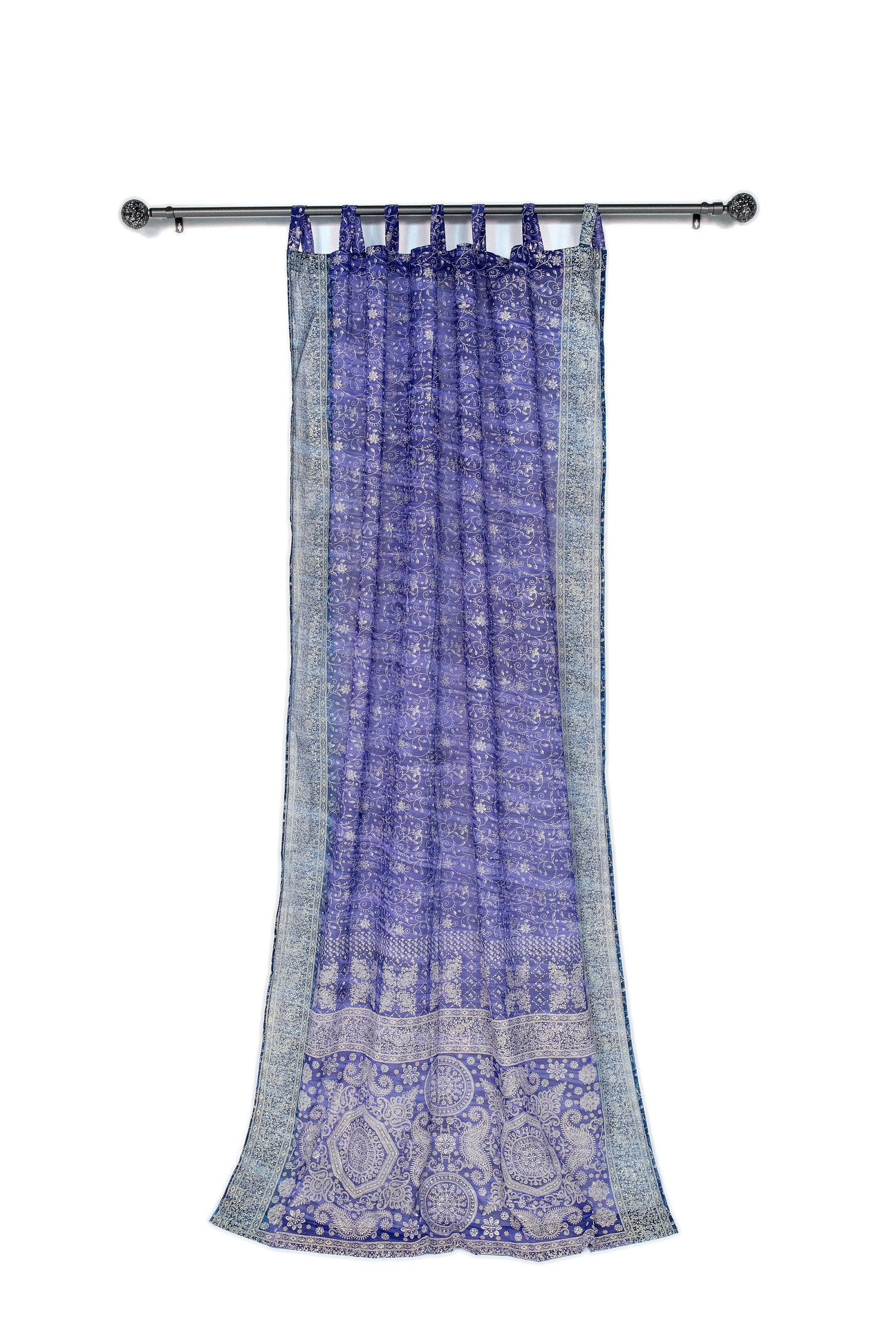 Sari Curtains 84"/96"L Boho Curtain BoHoEARTH Light-Filtering Indigo Purple sheer drapes Bed Canopy backdrop Window Treatment Living/Bedroom