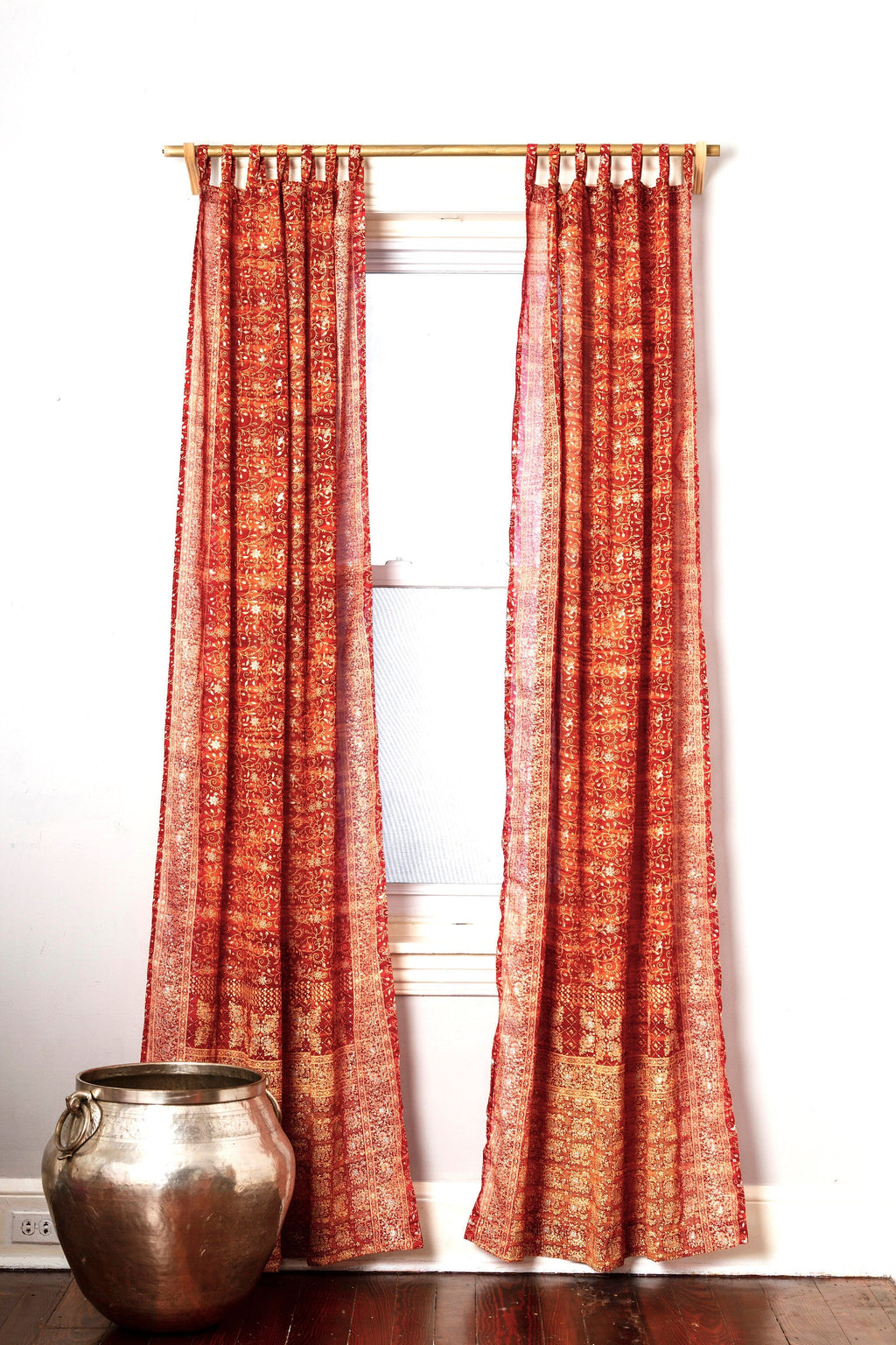 Mixing Colors Copper Indigo Sari Curtains Boho Light filtering Window Treatment 84"L sheer drapes
