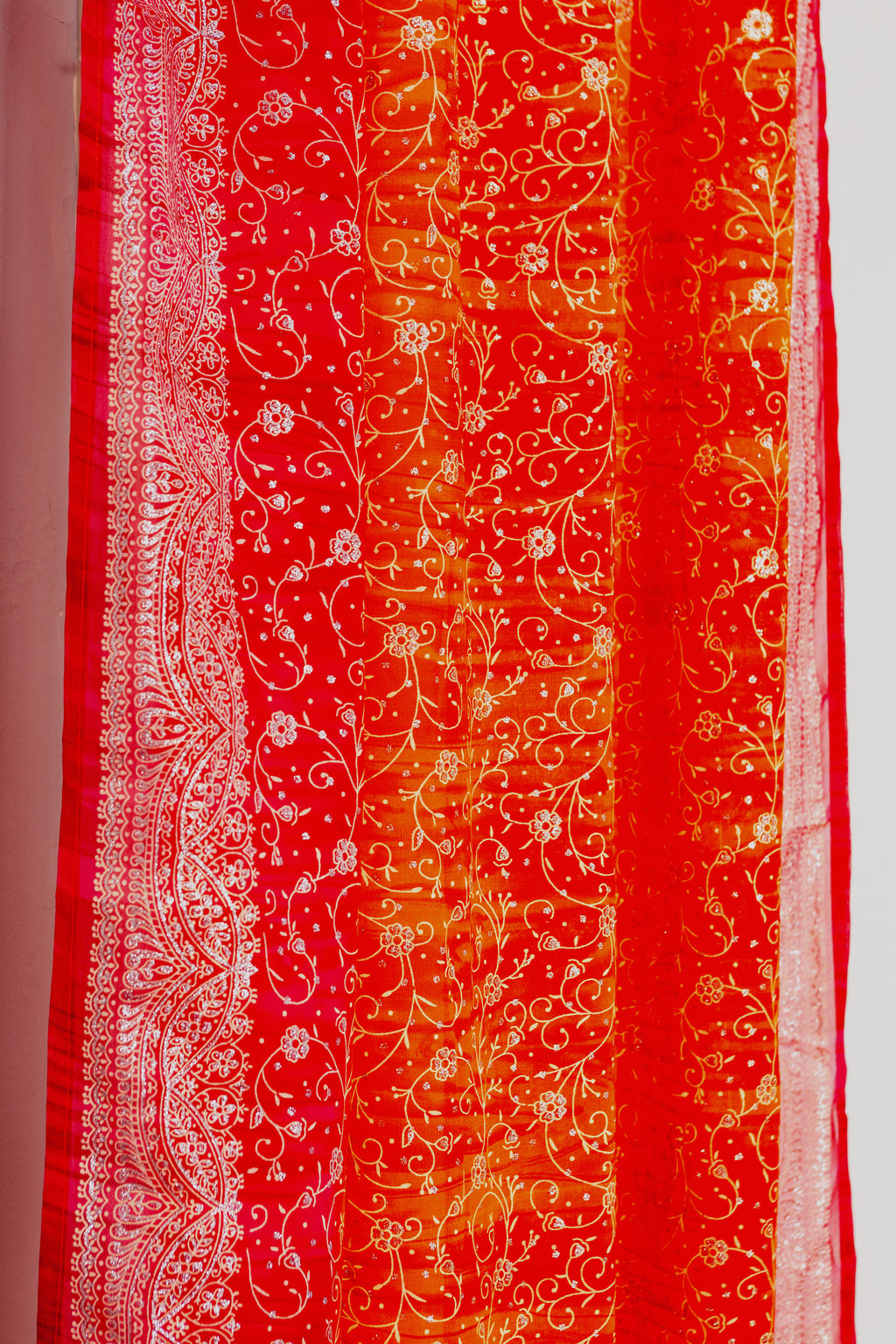 Mixing Fuchsia Orange Boho Curtains Light-Filtering Sari Curtains Window Treatment For Living/Bedroom